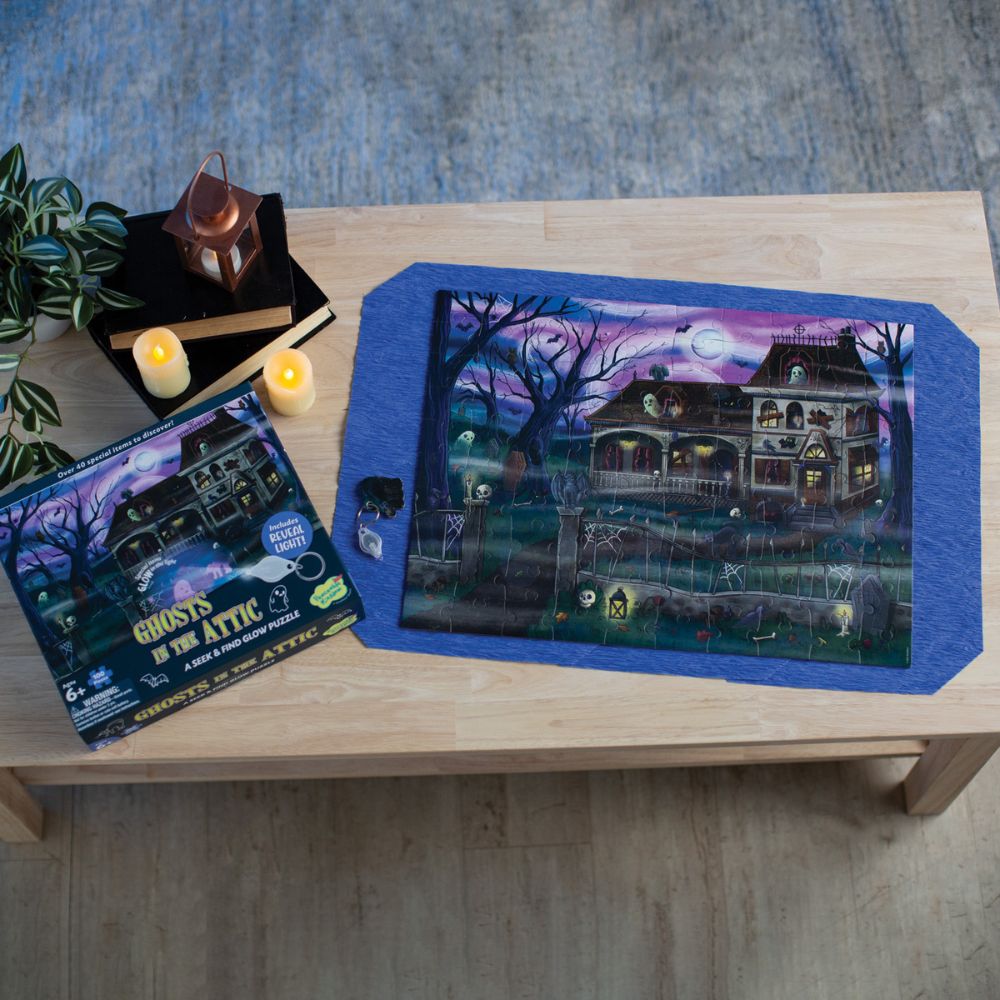 Peaceable Kingdom Ghosts in the Attic Glow-in-the-Dark Puzzle Game - Fun Family Board Game for Halloween Parties & Kids' Sleepovers