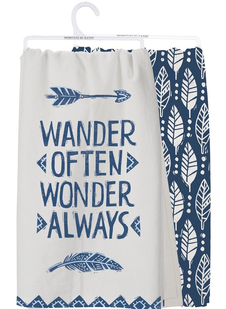 Premium Dish Towel Set - Wander Often Wonder Always - Soft & Absorbent Kitchen Towels for Drying Dishes, Cleaning & Decor - Perfect for Home, Kitchen & Gifts