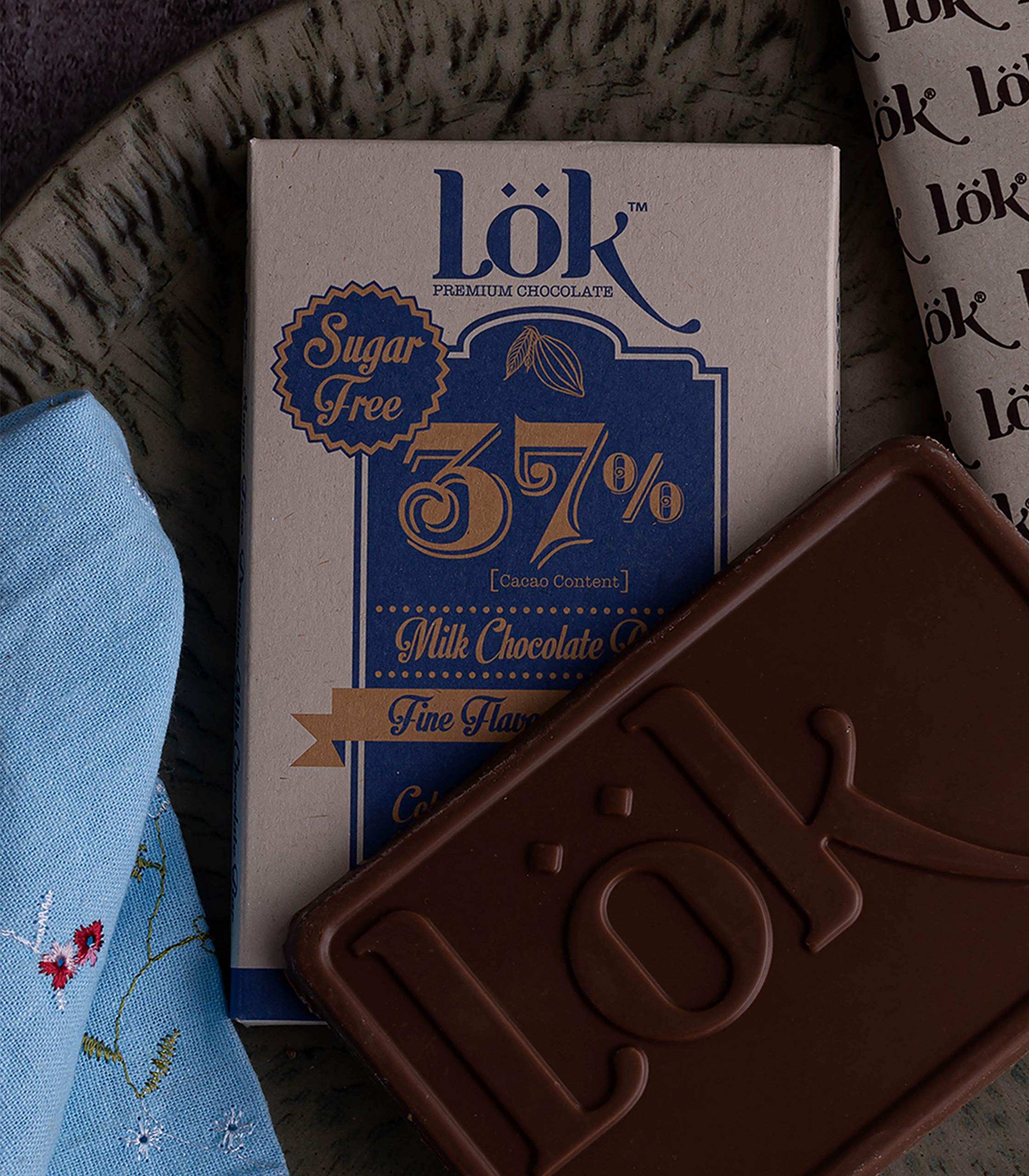 Premium Lok Milk Chocolate Bar 37% Cacao | Fair Trade, Kosher, Gluten Free, Bean-to-Bar, Sugar-Free | 3.0 Ounce (12 Pack) | Perfect for Gifts, Baking & Healthy Snacking