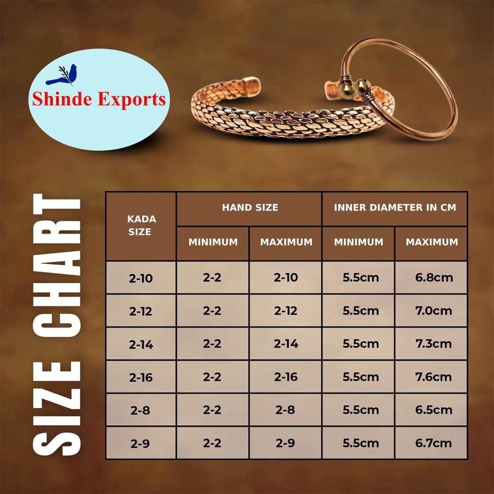 Pure Copper Bracelets for Men & Women - Handmade Cuff Kada Bangles for Wellness & Style - Perfect for Yoga, Meditation & Fashion Accessories