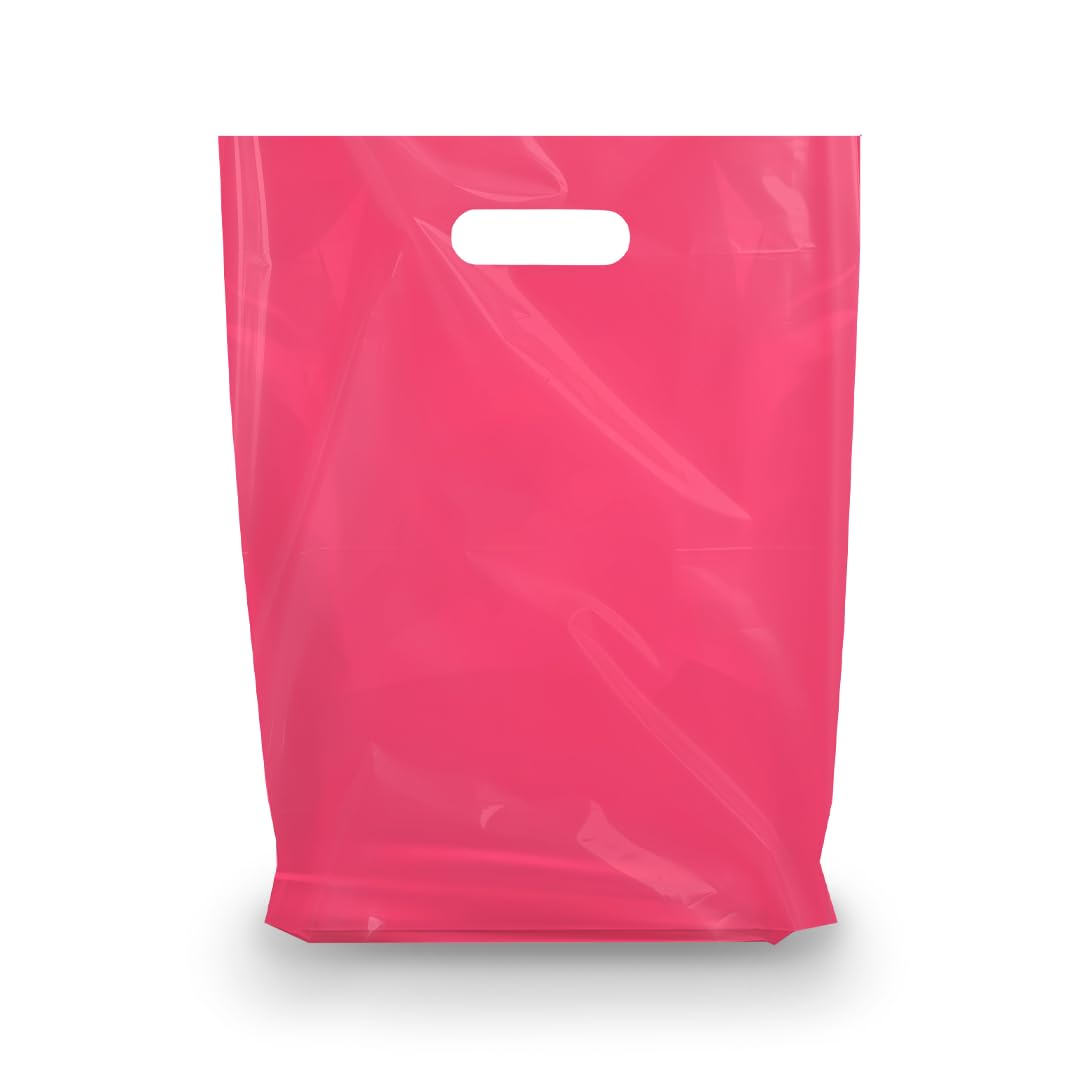 Premium Die-Cut Handle Merchandise Bags - Strong, Durable & Tear-Resistant for Retail Stores, Boutiques & Events - Multiple Sizes & Colors (Fuchsia, 9
