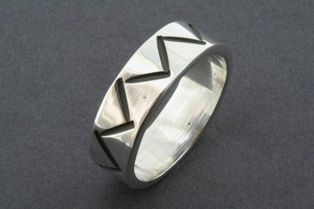 Handmade Etched Zigzag Band Sterling Silver Ring - Elegant Jewelry for Women, Perfect for Gifts, Weddings & Everyday Wear