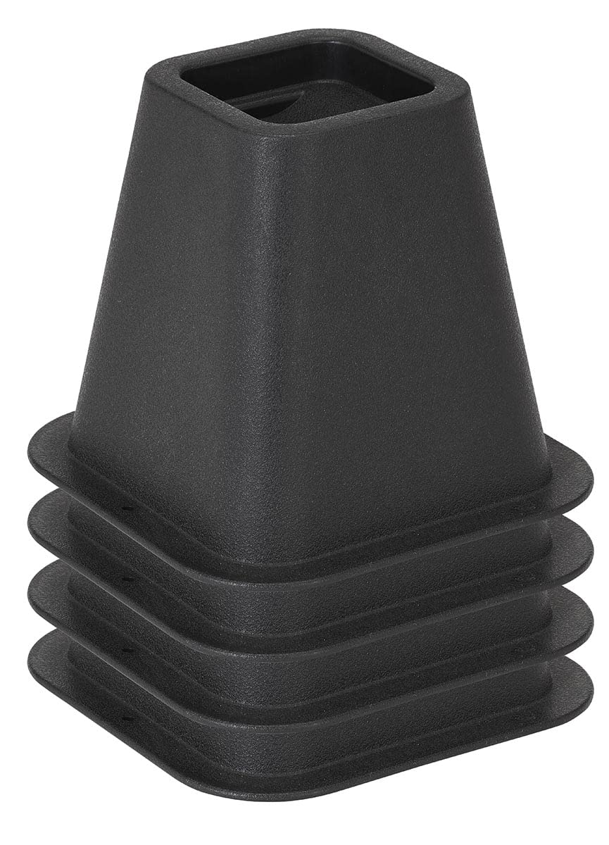 Simplify 6 Inch Bed Risers - Pack of 4 Heavy Duty Furniture Lifters with Wheel Grooves for Under Bed Storage - Perfect for Bedroom, Dorm & Small Space Organization (Black)
