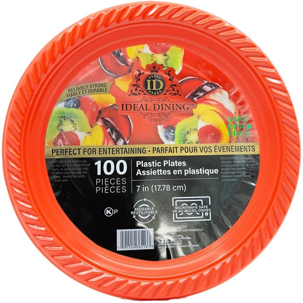 7-Inch Disposable Red Plastic Salad Plates - Microwave Safe, Bulk Pack of 2000 for Restaurants, Hotels, Delis & Elegant Parties | Perfect for Catering, BBQs, Picnics & Holiday Gatherings