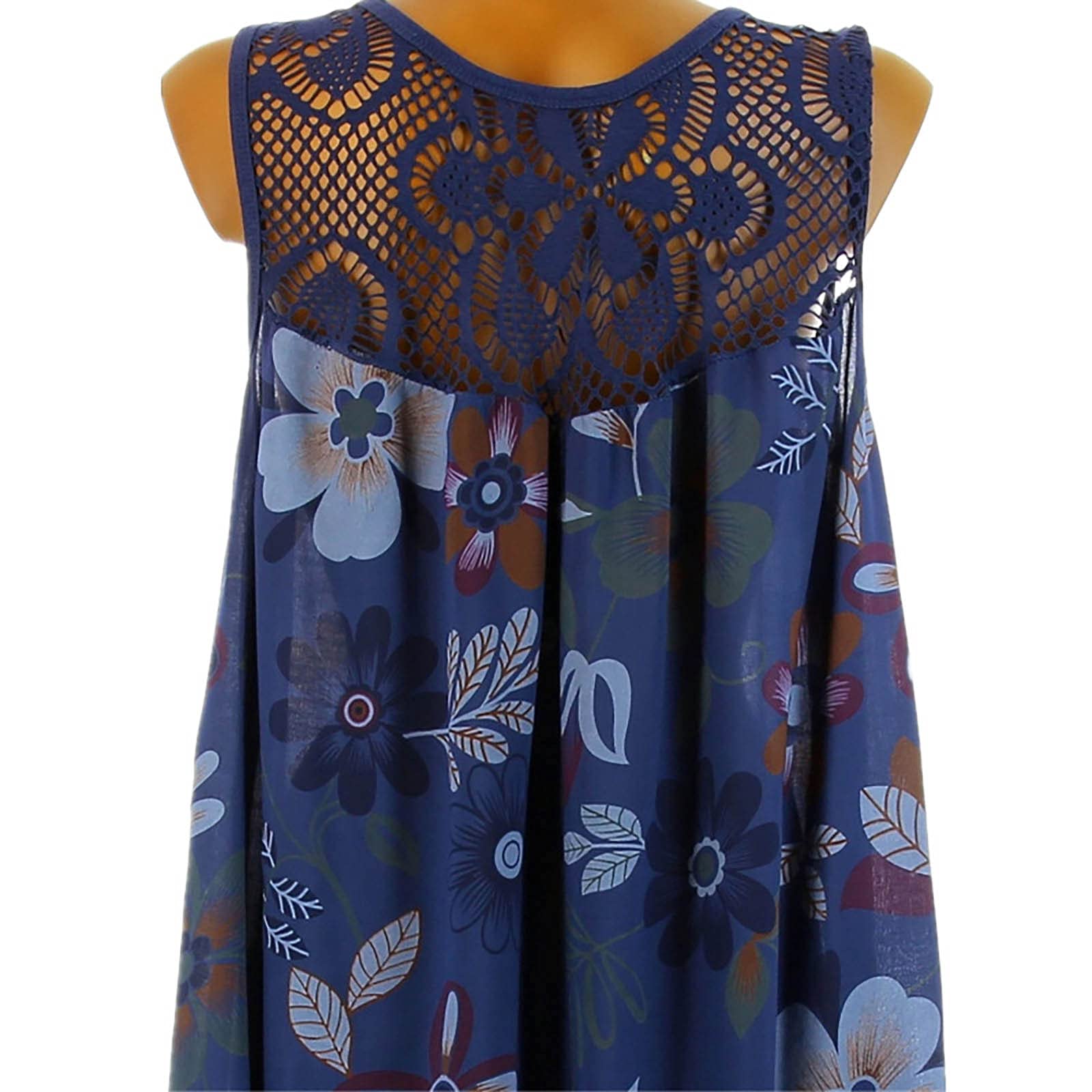 HHmei Plus Size Women's Summer Back Lace Sleeveless Tank Maxi Dress - Flowy Beach Coverup, Casual Sundress for Vacation, Pool Party & Date Night