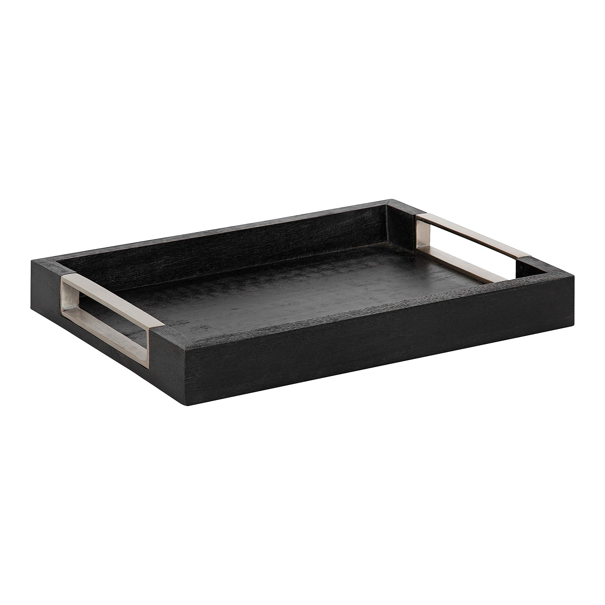 Kate & Laurel Heller Modern Black Wooden Tray - 12x16 Inch Rectangular Storage & Display Tray - Perfect for Home Decor, Coffee Table Centerpiece, and Organization