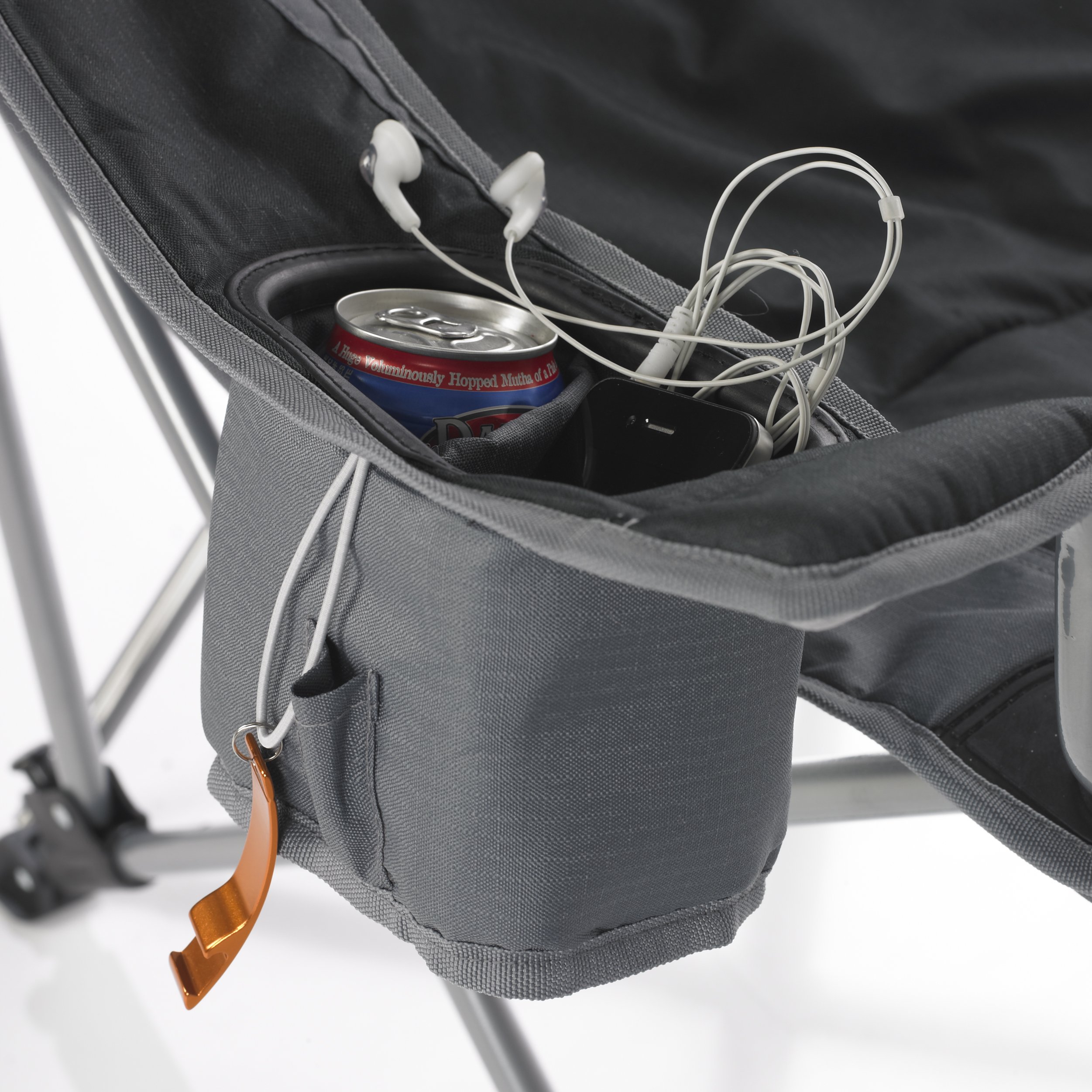 Kelty Deluxe Outdoor Lounge Chair - Heavy Duty Folding Camping Chair with Cup Holder, Padded Back & Carry Bag - Perfect for Camping, Beach, Backyard & Patio Relaxation (Black)