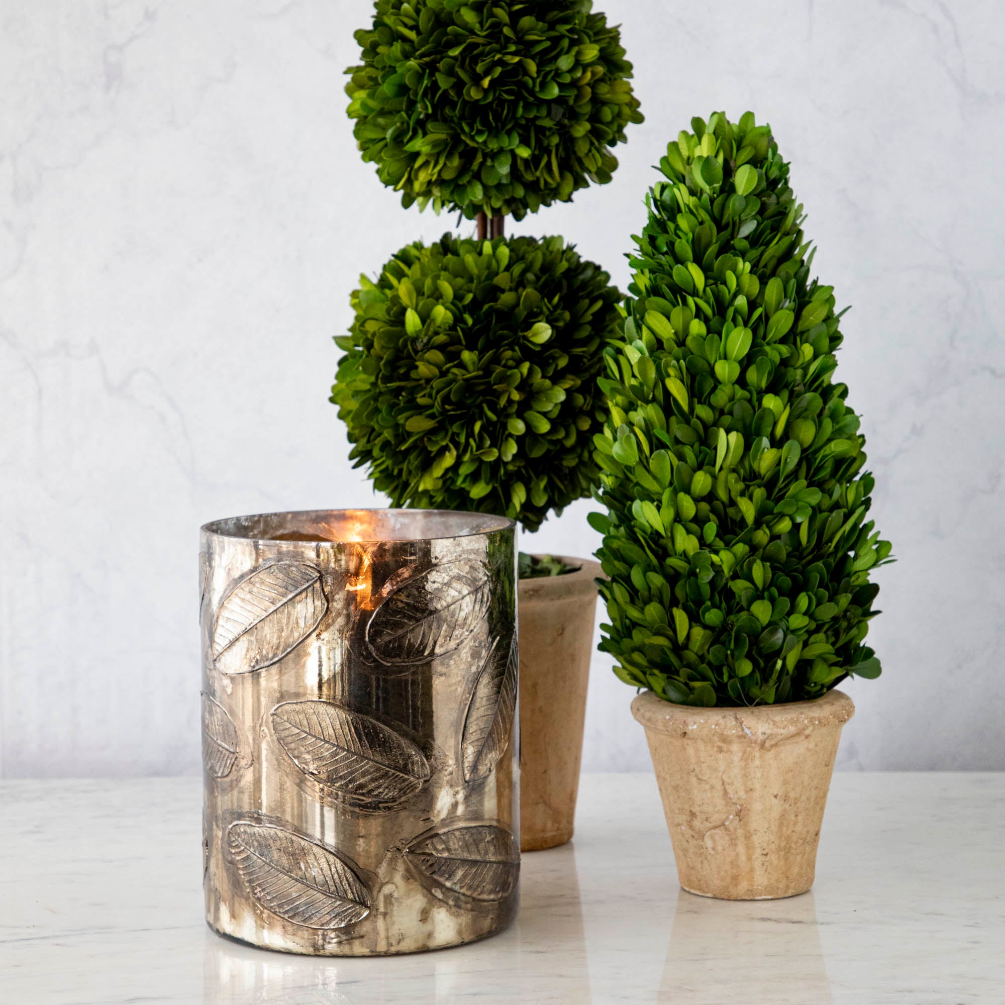 Elegant Embossed Mercury Glass Candle Holder with Leaf Design - Perfect for Wedding Centerpieces, Holiday Decor & Romantic Dinner Ambience