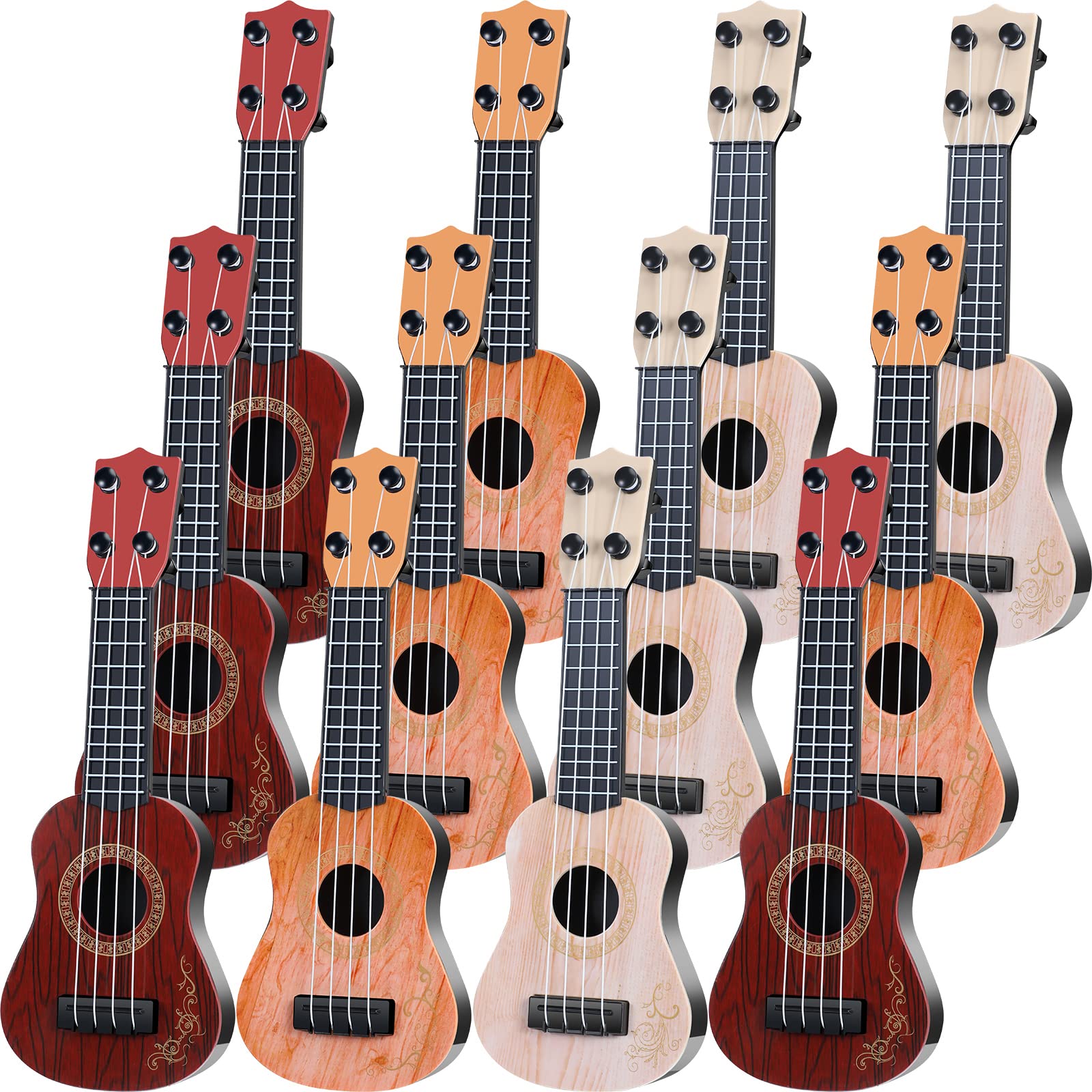 6 Pack Kids Toy Guitar 10 Inch Ukulele - Mini Classical Beginner Musical Instrument for Toddlers | Educational Developmental Toy for Babies & Children | Perfect for Birthday Gifts, Music Lessons & Pretend Play