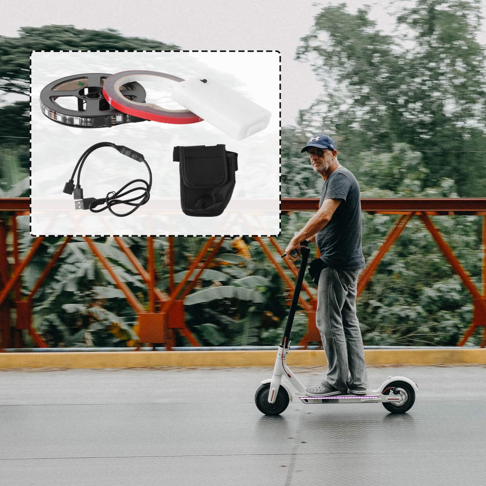 Electric Scooter LED Light Strip Kit - Waterproof Decorative Lighting Accessories for Scooter Customization & Night Riding Safety