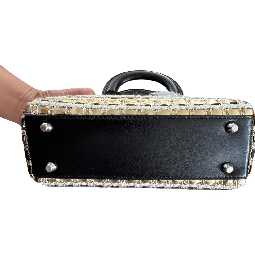 Mini Lady Dior Gold & Silver Woven Handbag - Elegant Crossbody Purse for Women | Perfect for Parties, Weddings & Evening Events