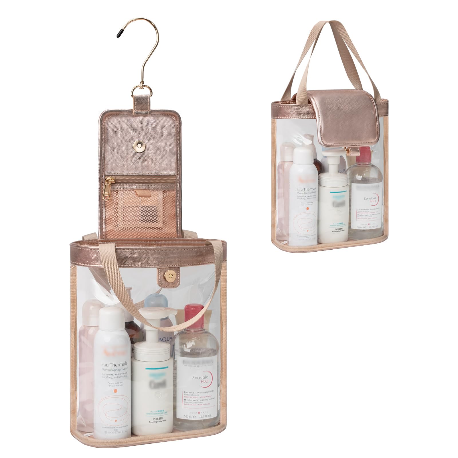 Clear Hanging Toiletry Bag for Women & Men - Waterproof Travel Cosmetic Organizer with Transparent Makeup Pouch | Perfect for Bathroom, Gym, Camping & Air Travel | TSA Approved Shower Bag for Toiletries & Essentials