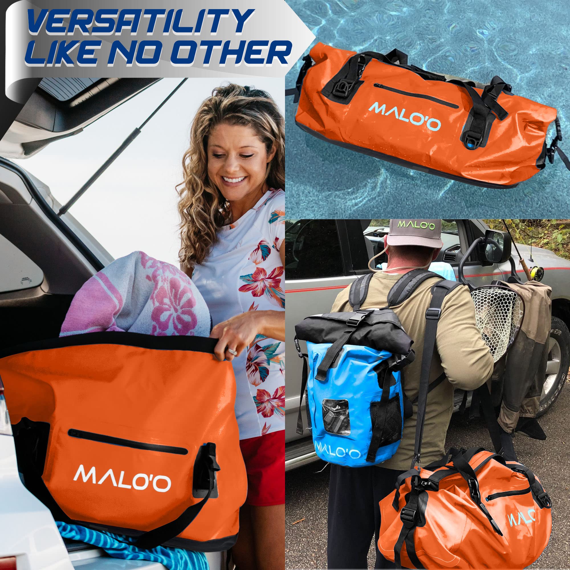 Waterproof Dry Bag Duffel 40L/60L/100L - Roll Top Kayak Dry Bag for Rafting, Boating, Swimming & Outdoor Activities | Camping, Hiking, Beach & Fishing Gear | Internal/External Pockets & Molle Loops | Keep Belongings Dry in Water Sports & Adventures
