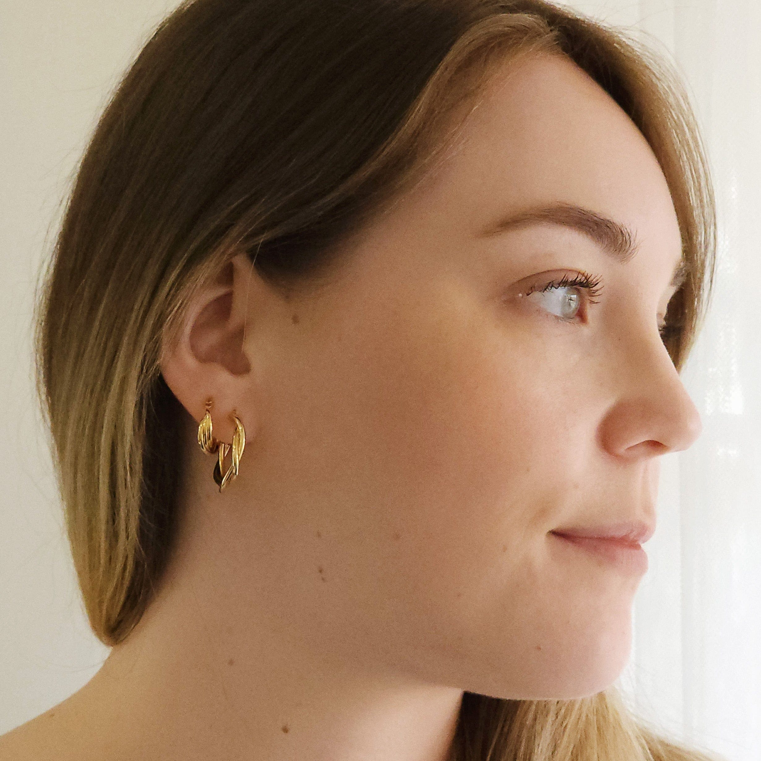 Rory Hoop Earrings for Women - 14K Gold Plated Dainty Huggie Hoops - Minimalist Everyday Jewelry for Work, Date Night & Gifting
