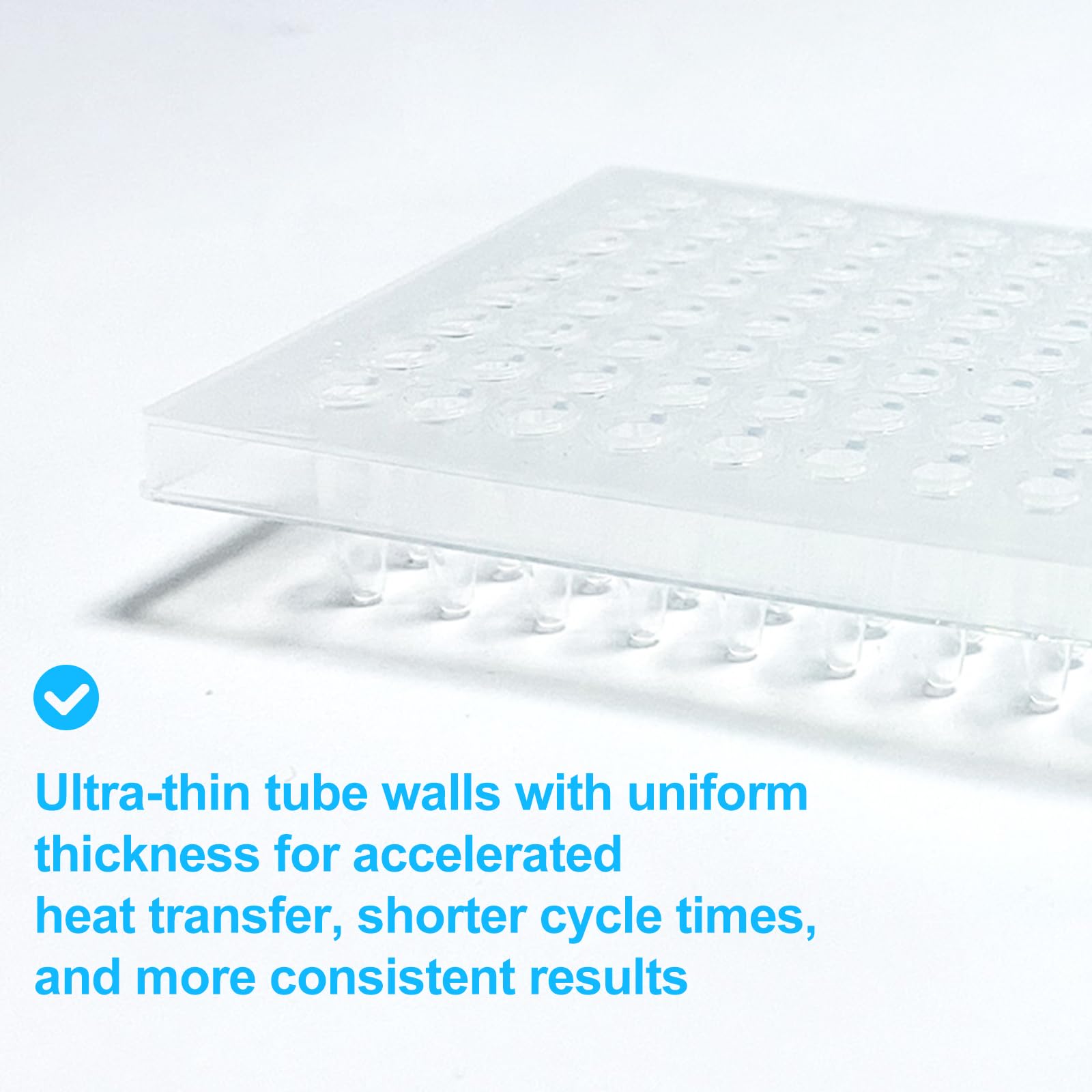 0.2ml 96-Well PCR Plates, Half-Skirted, Clear Polypropylene PCR Plate - 100 Plates Ultra-Thin Wall Tubes, DNase/RNase Free - Ideal for PCR, qPCR, DNA/RNA Amplification & Molecular Biology Research