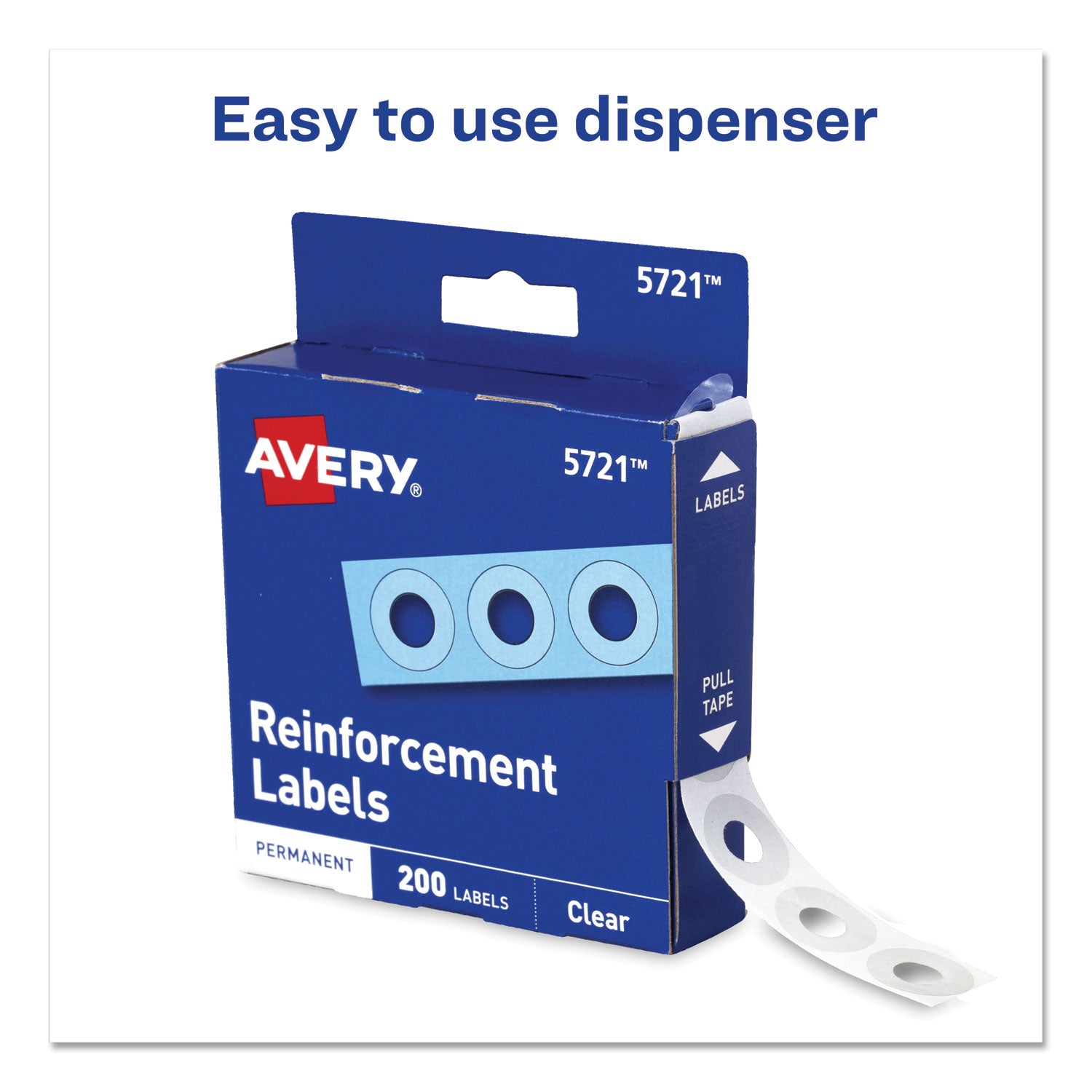 Avery® Clear Hole Reinforcements for Paper - 0.25 Inch Diameter, 200-Pack (5721) - Perfect for Organizing Documents, Binders & Filing Systems