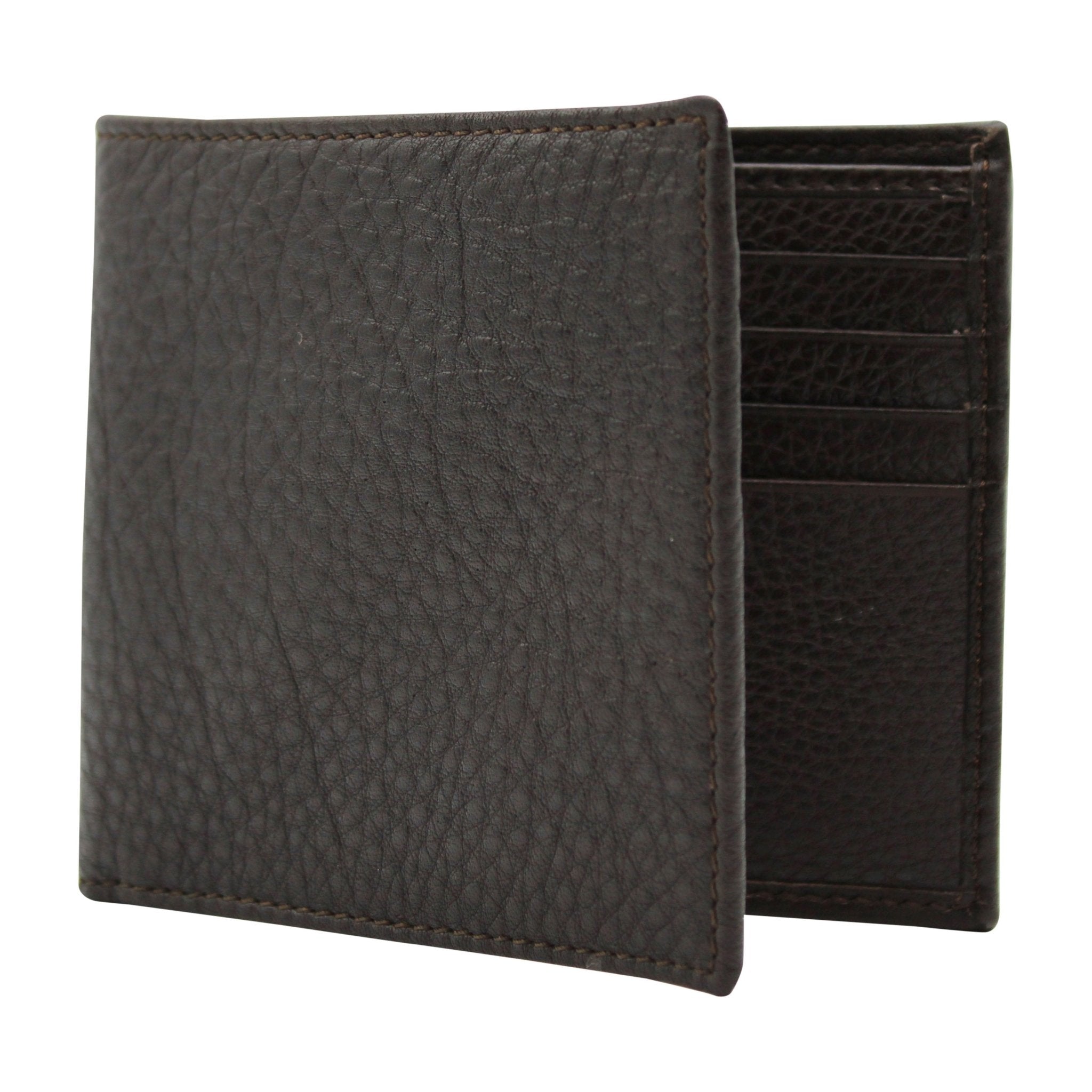 HB Leather Wallet for Men - 8 Credit Card Slots & Cash Holder - Dark Brown - Slim RFID Blocking Bifold Wallet for Everyday Use & Travel