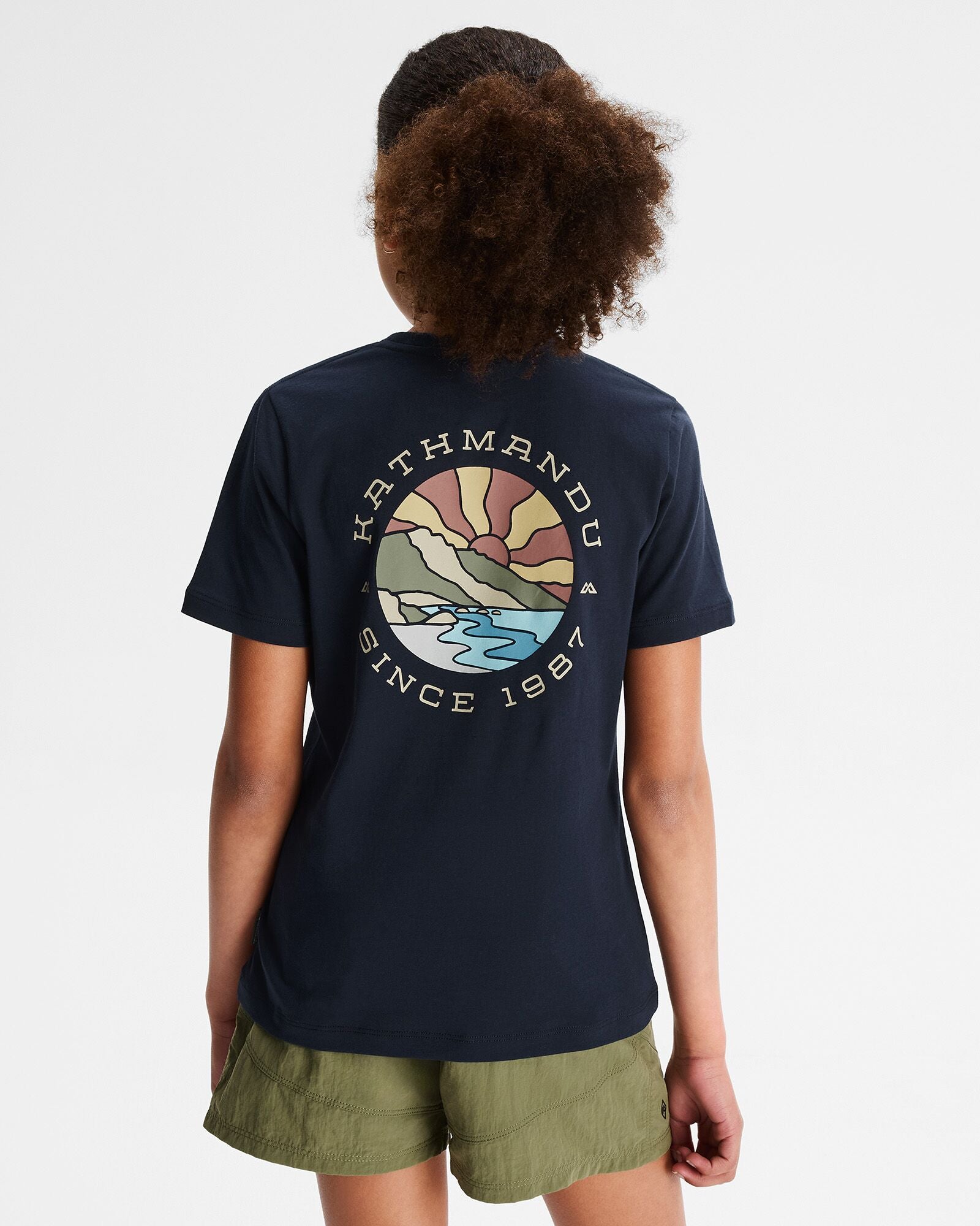 Organic Cotton Girls' Sunburst Graphic T-Shirt - Pure Navy - Soft & Comfortable Tee for Casual Wear, School & Playdates