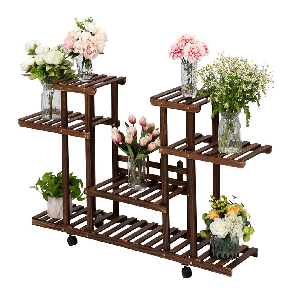 Multi-Tiered Wood Plant Stand for Indoor & Outdoor Use - Detachable Shelves for Flower Pots, Perfect for Garden, Patio, Balcony & Living Room Decor - Heavy Duty Plant Shelf for Multiple Plants