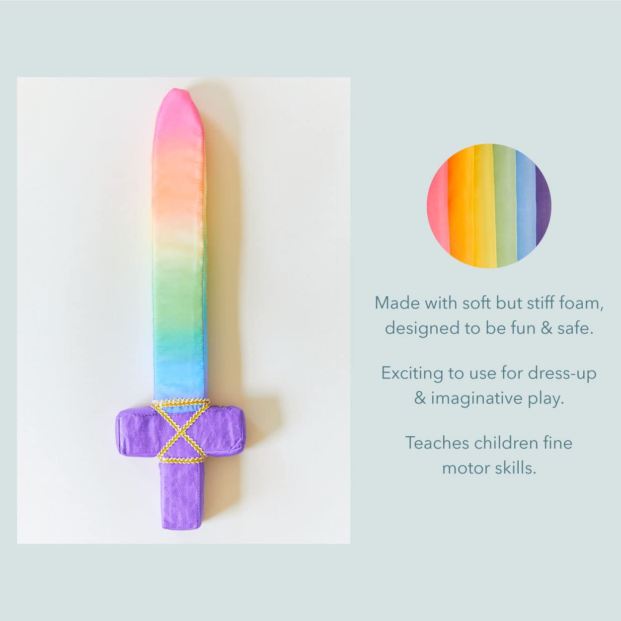 Sarah's Silks Rainbow Foam Sword - Safe Soft Play Sword for Kids | Waldorf & Montessori Inspired Educational Toy | Perfect for Imaginative Play, Role-Playing Games & Outdoor Activities