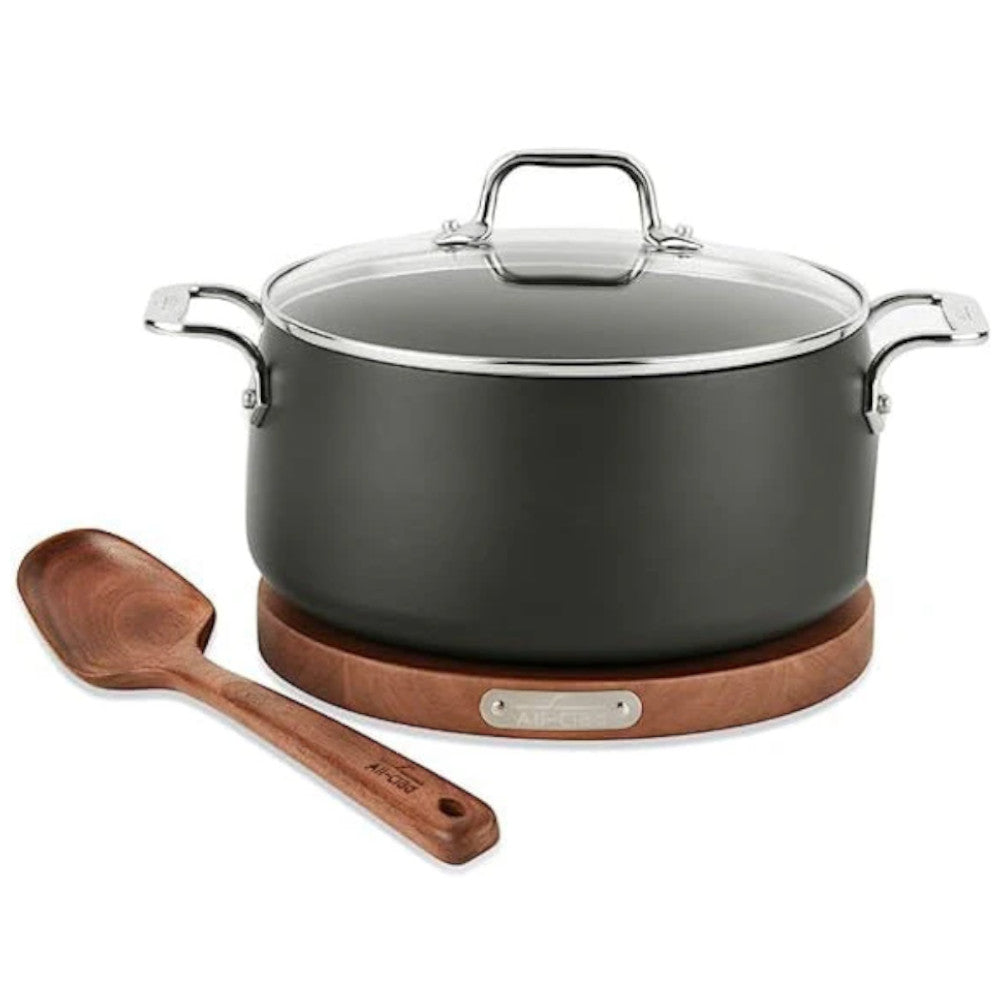 All-Clad E100S274 6-Quart HA1 Dutch Oven with Lid - Premium Stainless Steel Cookware for Braising, Stewing & Baking - Perfect for Soups, Casseroles & Bread Making