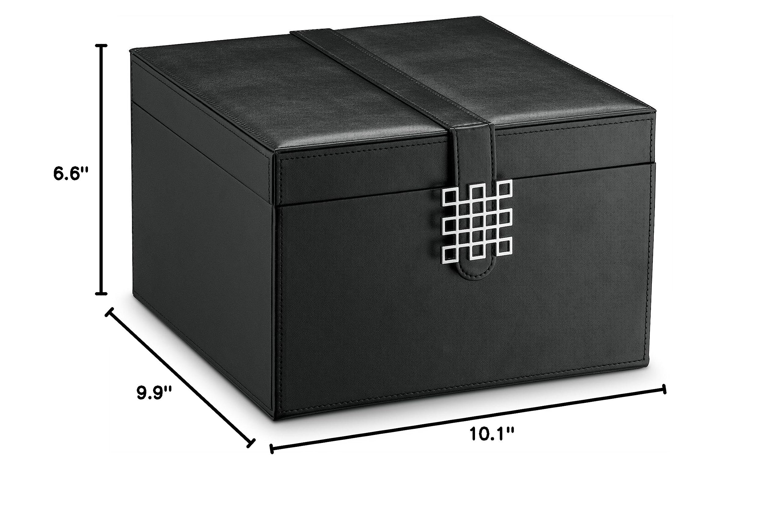 Elegant PU Leather Jewelry Organizer Box with 50 Small & 4 Large Slots - 3-Tray Earring, Ring & Chain Storage with Mirror & Drawer - Perfect for Travel, Home Vanity & Gift Giving - Black