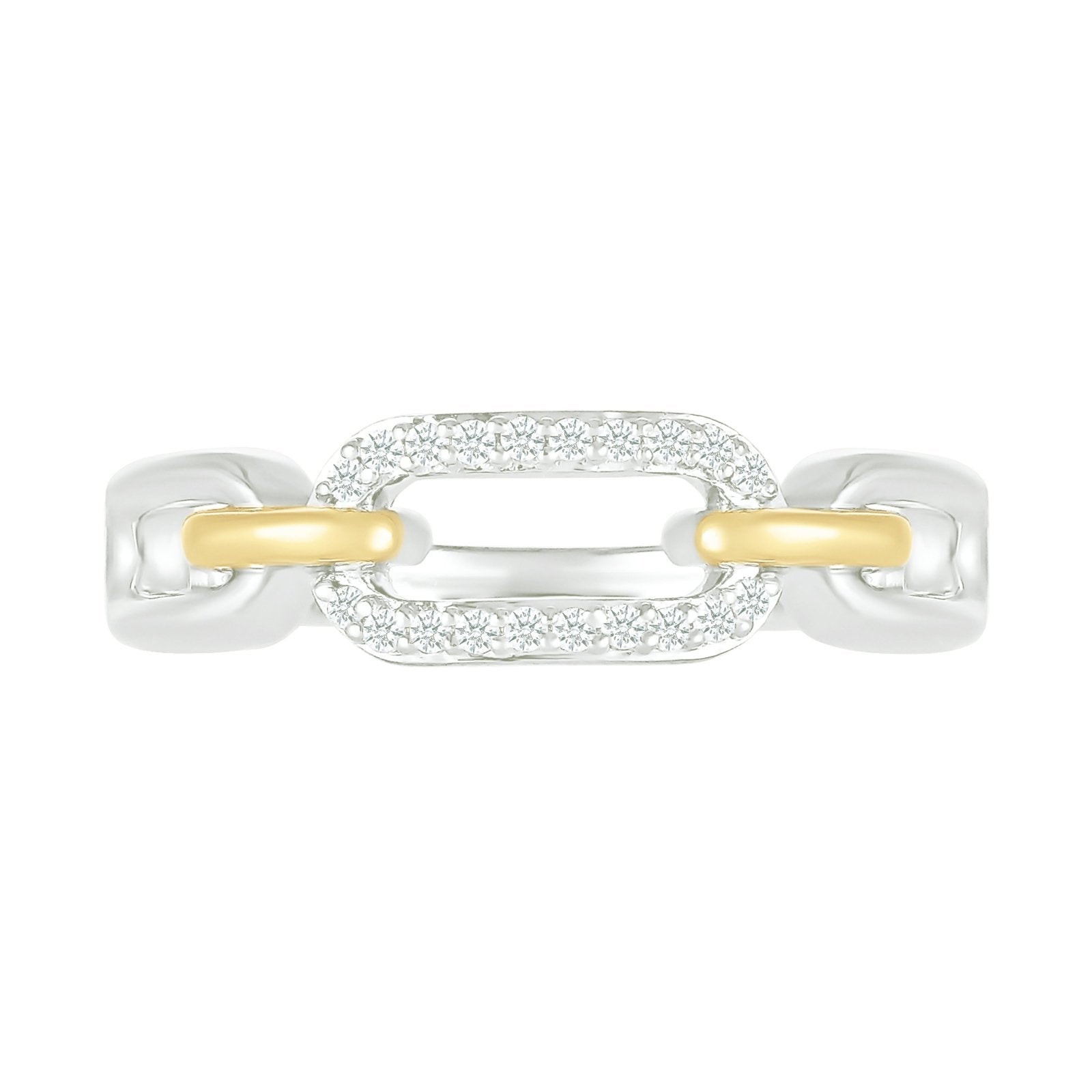 10k Yellow Gold Interlocking Diamond Paperclip Ring for Women - Elegant Stackable Jewelry for Everyday Wear, Gift for Her, Anniversary & Special Occasions