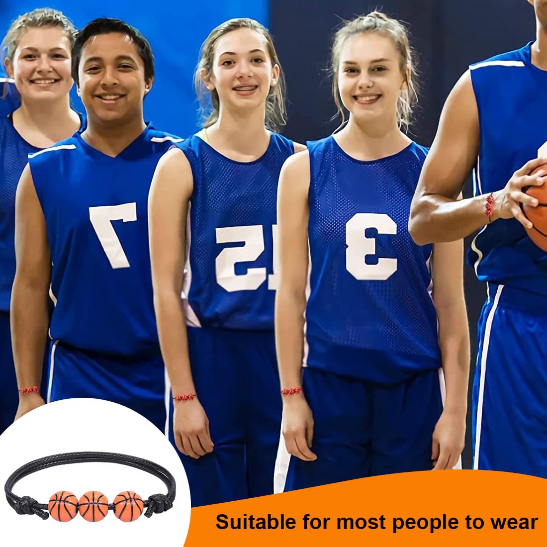 WeddHuis 10Pcs Adjustable Basketball Bracelets for Kids Teens Adults - Game Day Sports Accessories