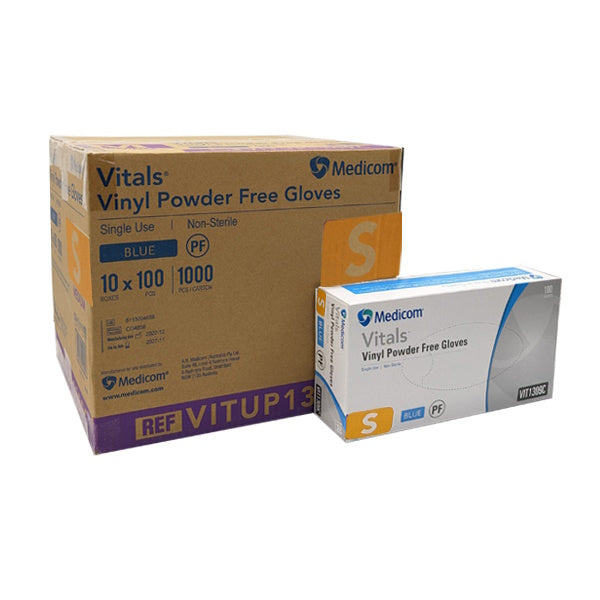 Premium Vinyl Disposable Gloves - Powder Free, Blue | Latex-Free Medical Exam & Food Handling Gloves for Healthcare, Cleaning & Food Service Safety