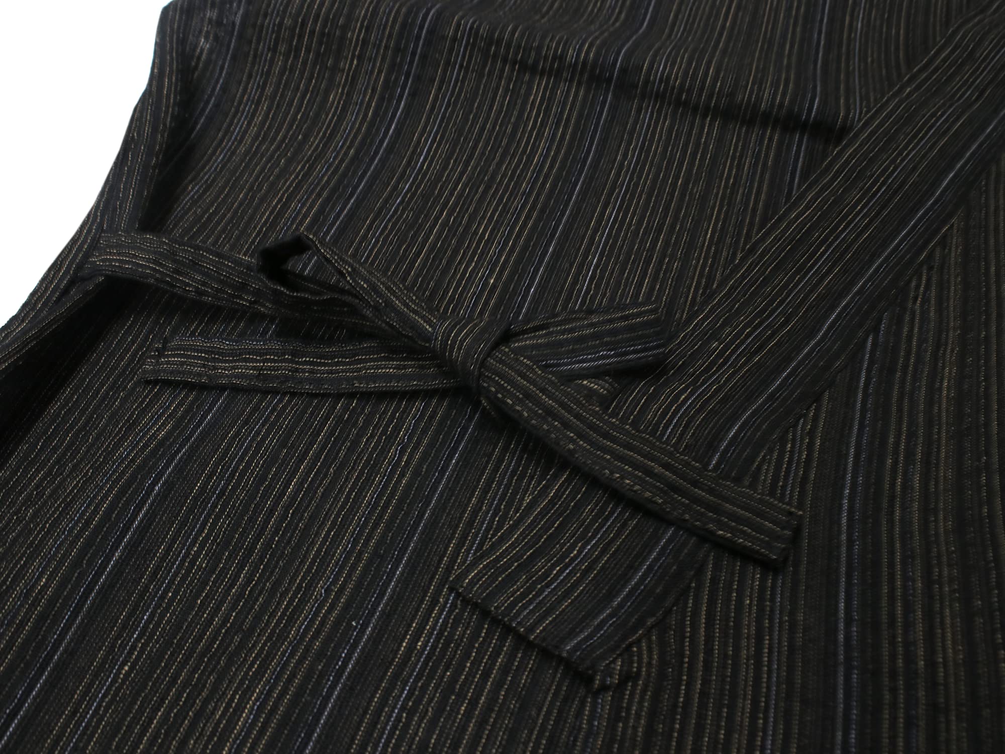 SIJIRAORI Men's Kimono Jimbei - 2XL Black Blue & Yellow Stripe Japanese Loungewear | Breathable Cotton Sleepwear, Casual Summer Outfit for Men | Perfect for Daily Wear, Ninja Cosplay & Halloween Costumes