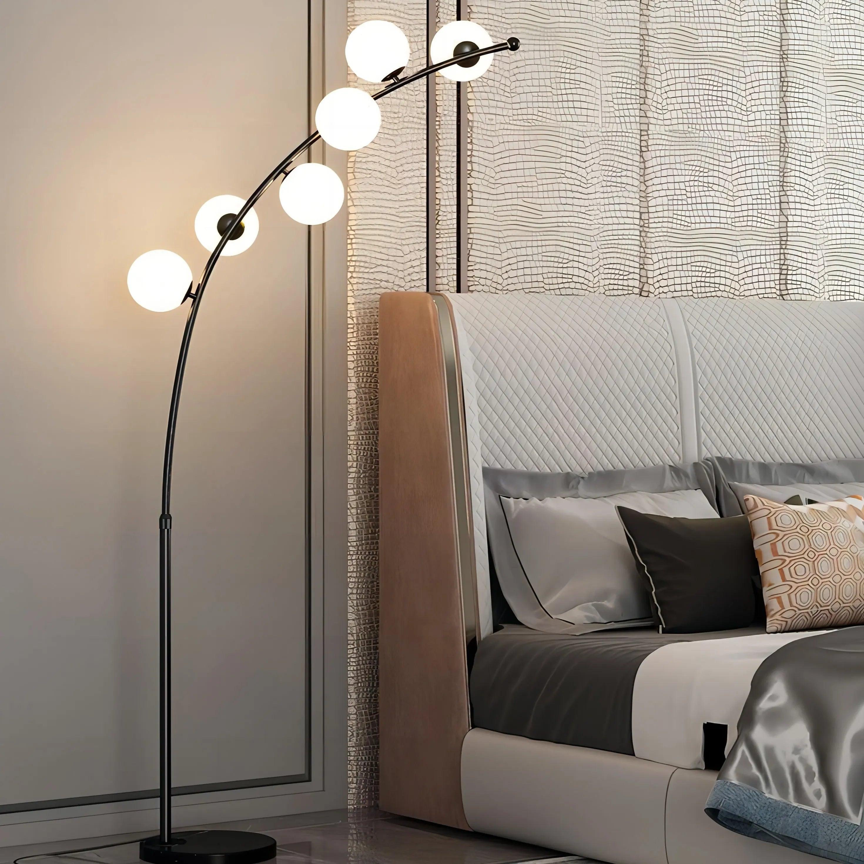 Modern White Multi Ball Arched Floor Lamp - Stylish Lighting for Living Room, Bedroom & Office Decor