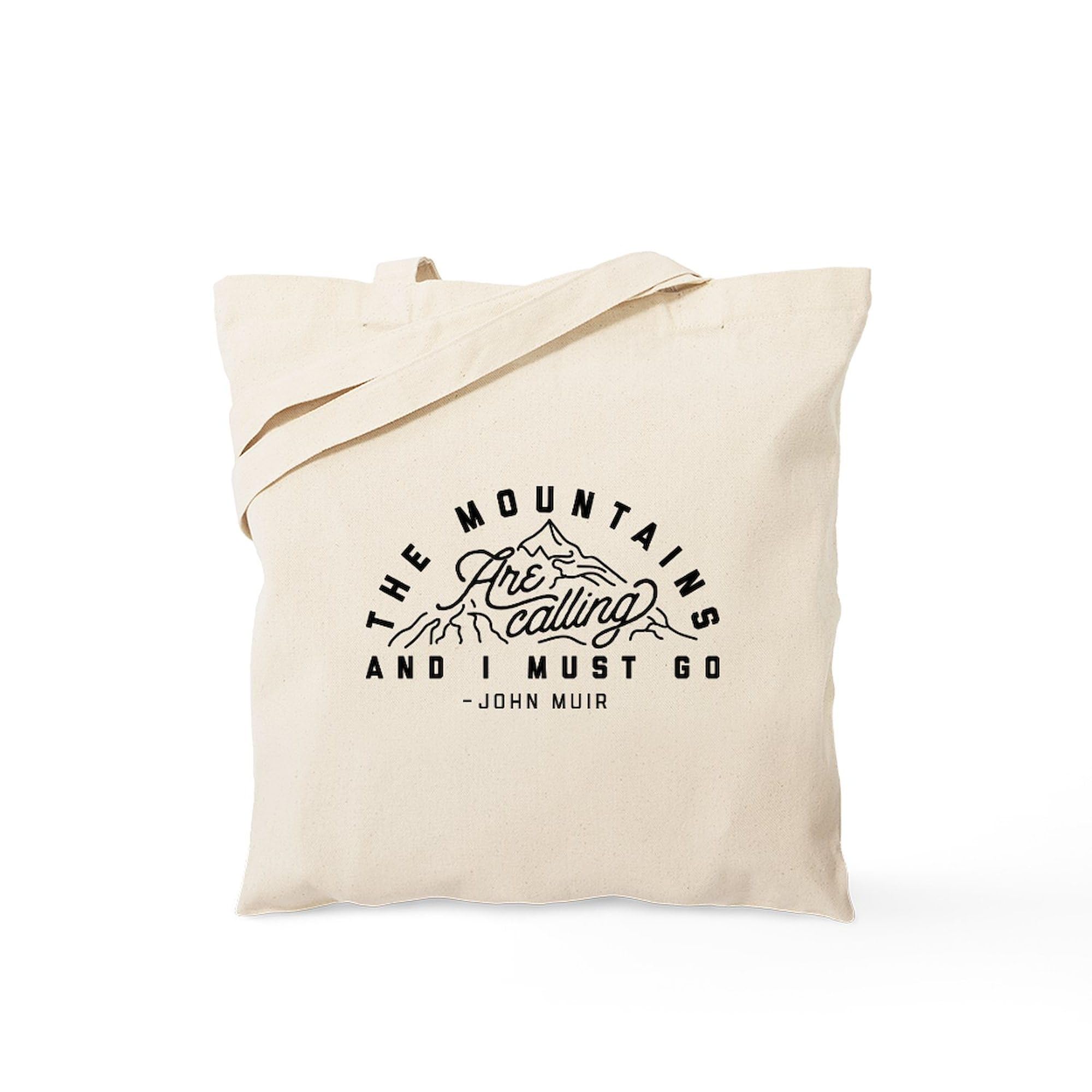 The Mountains Are Calling And I Must Go - Natural Canvas Tote Bag | Reusable Eco-Friendly Shopping Bag for Groceries, Beach & Travel