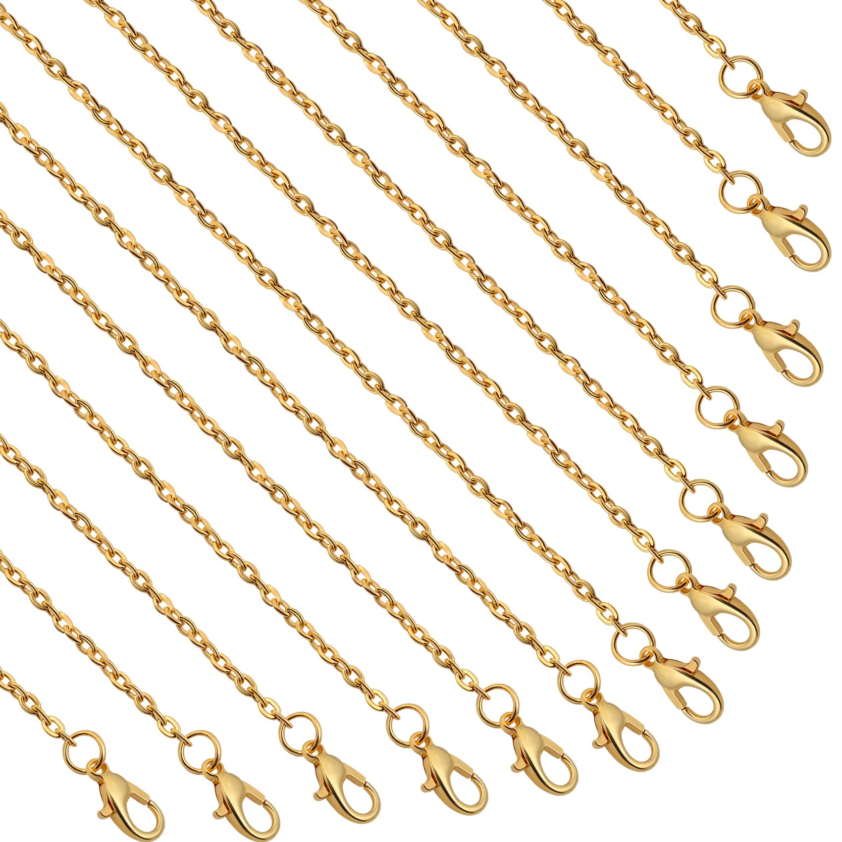 Lemonkey 24 Pack Gold Plated Necklace Chains Bulk - 22 Inch DIY Cable Link Chains for Jewelry Making, Pendants & Crafting - Perfect for Necklaces, Bracelets & Gift Making