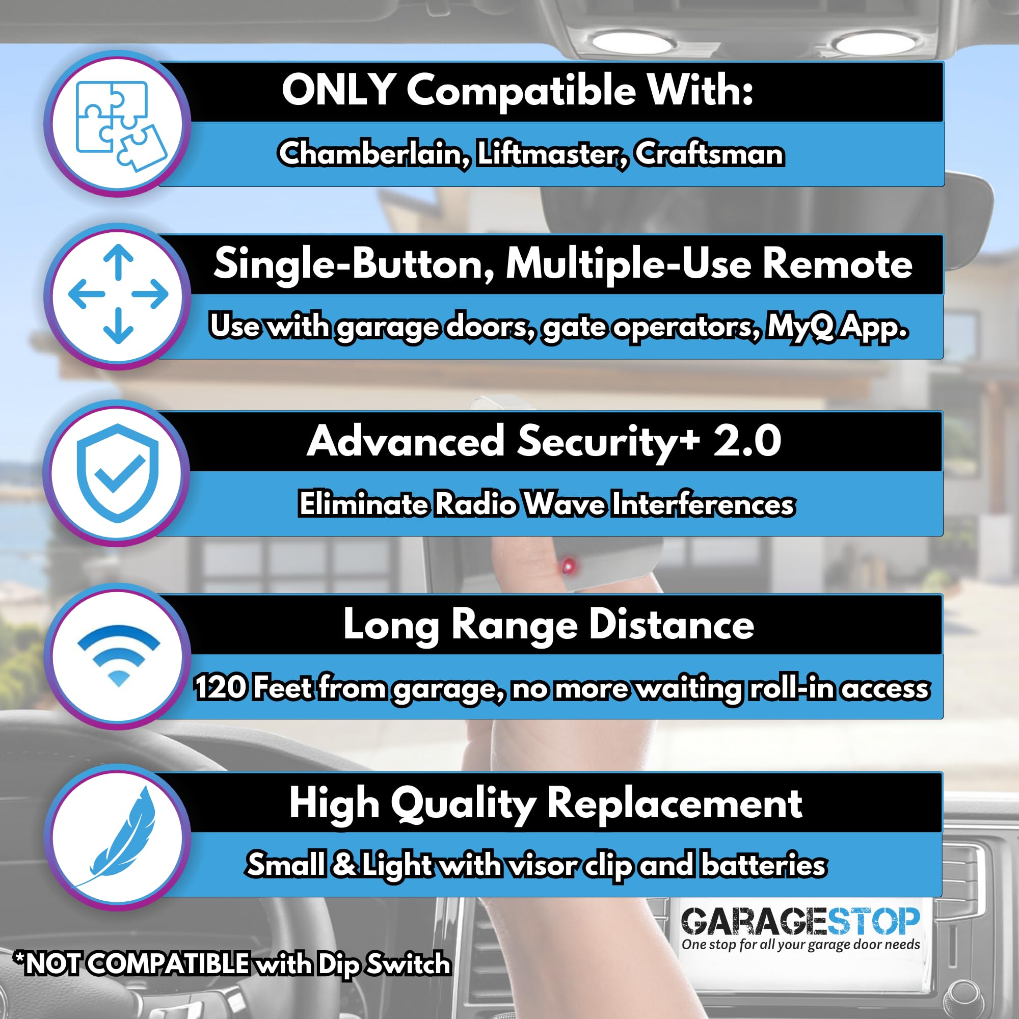 2-Pack Garage Door Opener Remote Replacement for Chamberlain Craftsman Liftmaster 891LM - Compatible with Models from 1993 to Present - Universal Garage Clicker for Smooth Operation - Perfect for Home, Office & Warehouse Access
