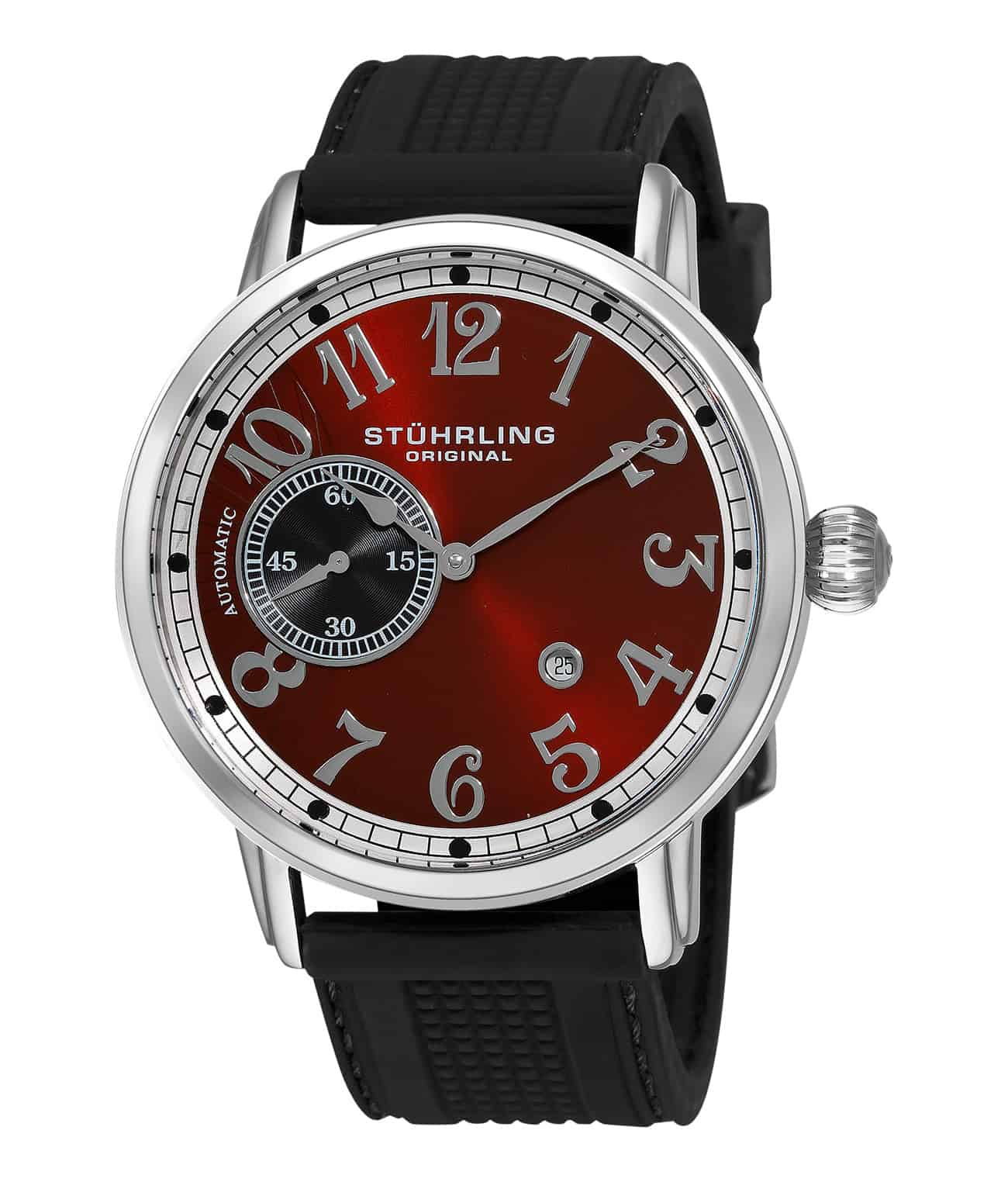 Black Dial / Silver Case / Black Rubber Strap Tang Buckle