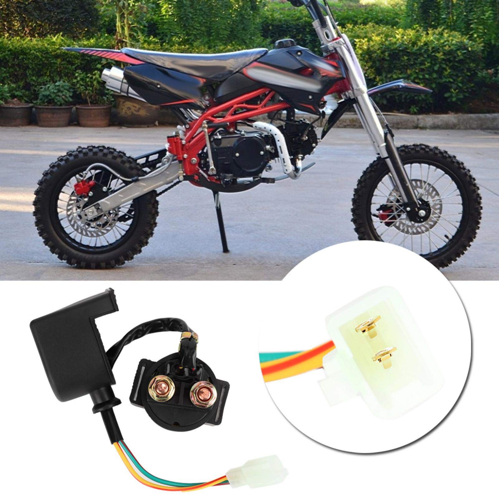 Black Motorcycle Relay Solenoid - Professional 110cc/125cc Bike Starter Relay Replacement Part | For Motorcycle Repair & Electrical System Maintenance