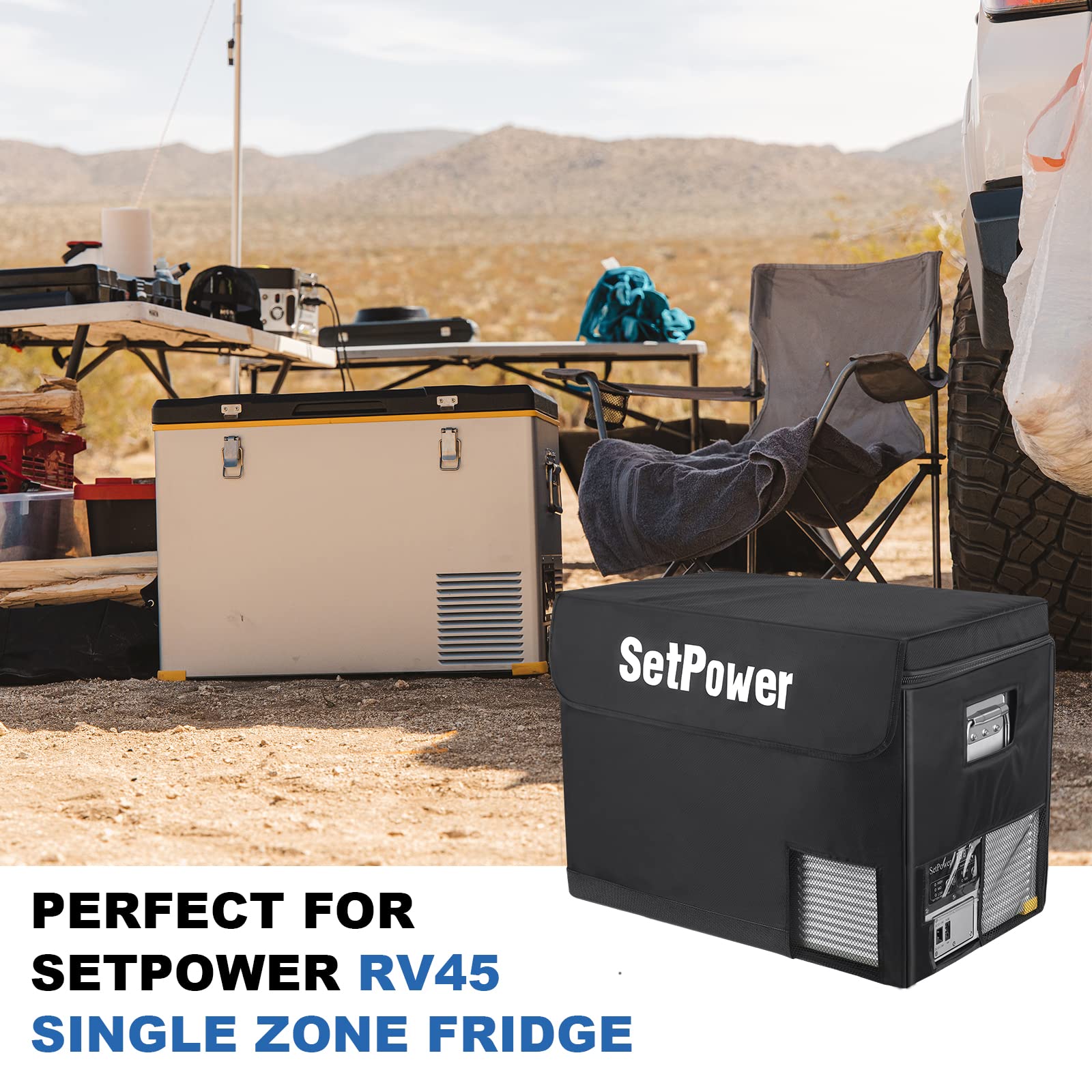 SetPower RV45S 47-Quart Insulated Protective Cover - 12V Portable Refrigerator Transit Bag for Camping, Road Trips & Outdoor Adventures