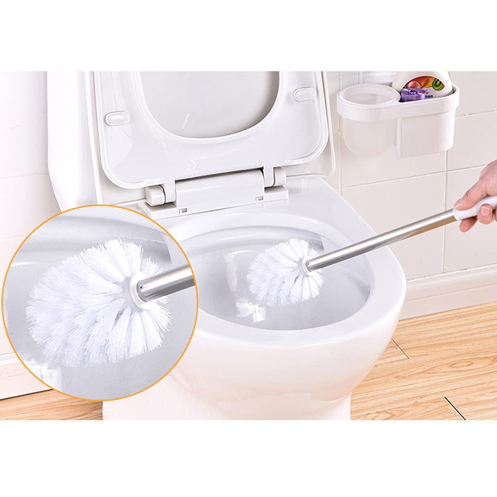 TOMYEUS Wall Mounted Toilet Brush Set with Holder - 360° No Dead Angle Cleaning, Long Handle Bathroom Brush for Deep Cleaning - Ideal for Household, Restroom & Office Use