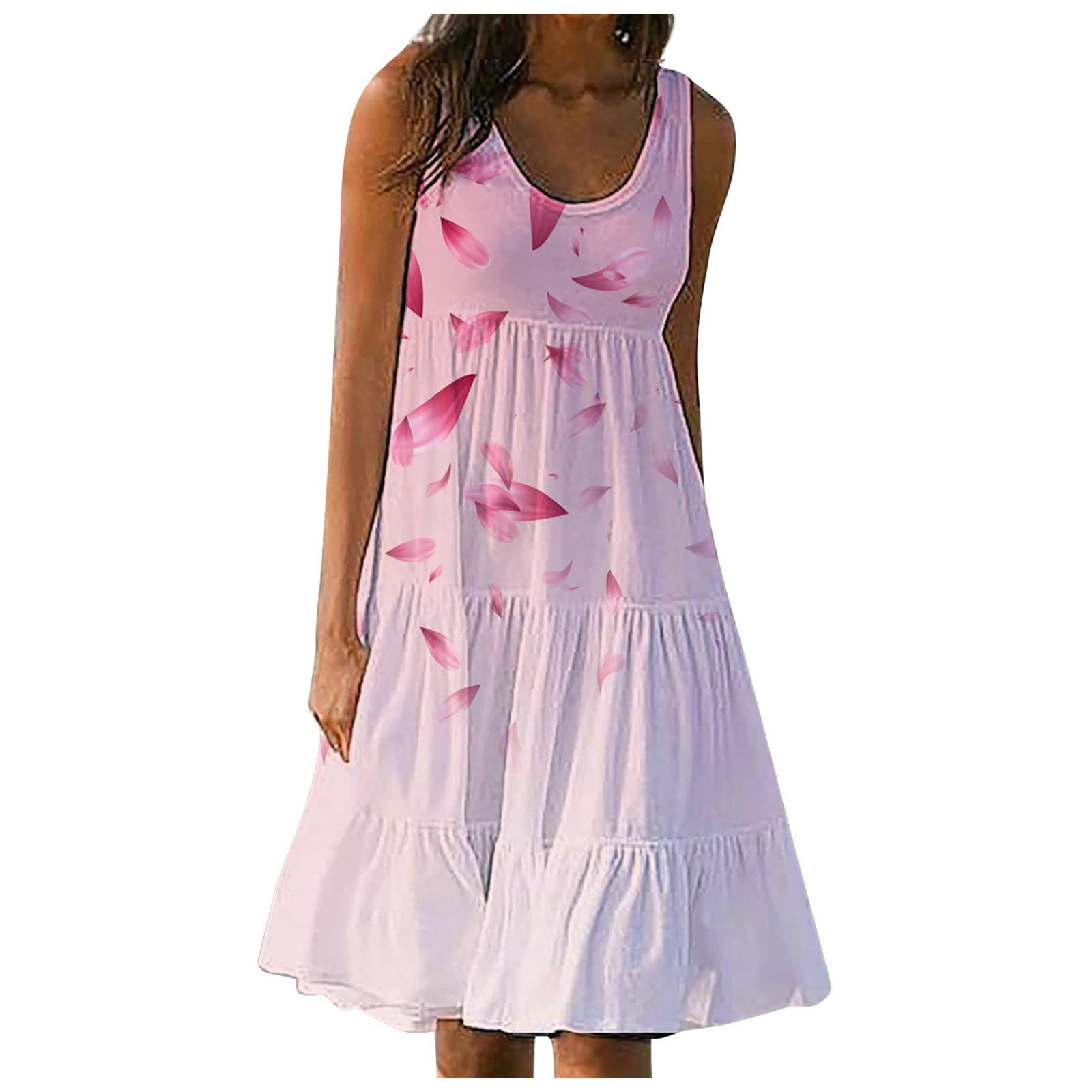 Elegant Women's Summer Cocktail Dress - Round Neck Sleeveless Party Dress for Casual Wear & Spring Occasions | Perfect for Garden Parties, Date Nights & Office Events