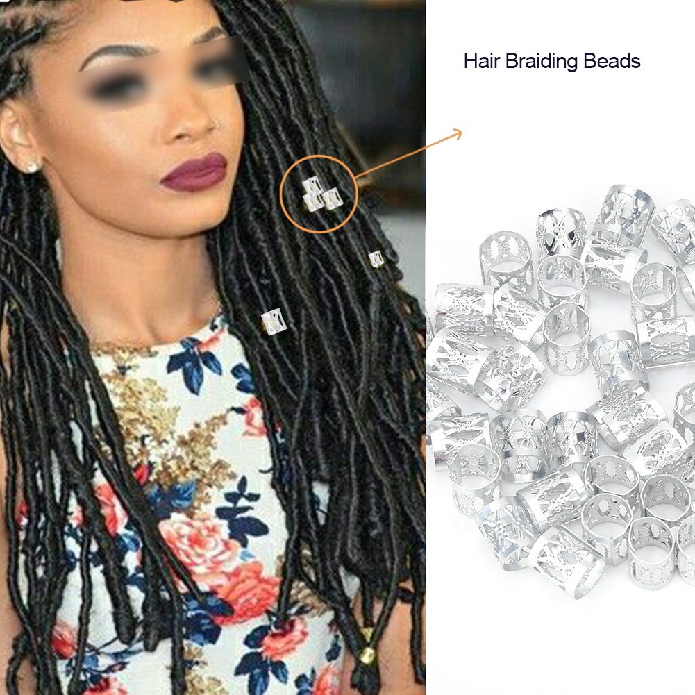 Aluminum Hair Rings & Dreadlock Beads Set - Hair Jewelry for Braids, Dreadlocks & Hair Cuffs - Metal Hair Accessories & Decorations for Women - Perfect for Festivals, Weddings & Boho Styling