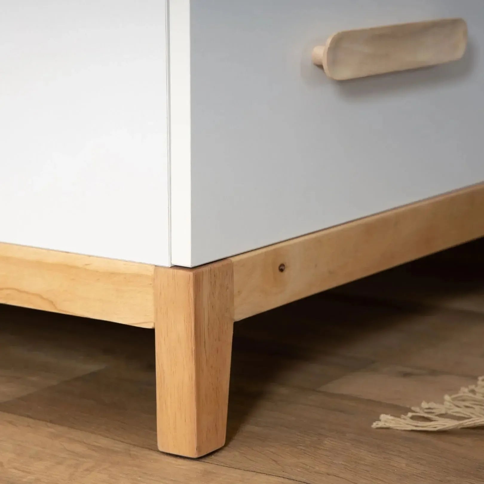 Dadada Lala Big Six Drawer Dresser - White & Red Oak Wooden Chest for Bedroom Storage | Perfect for Nursery, Kids Room or Guest Room Organization