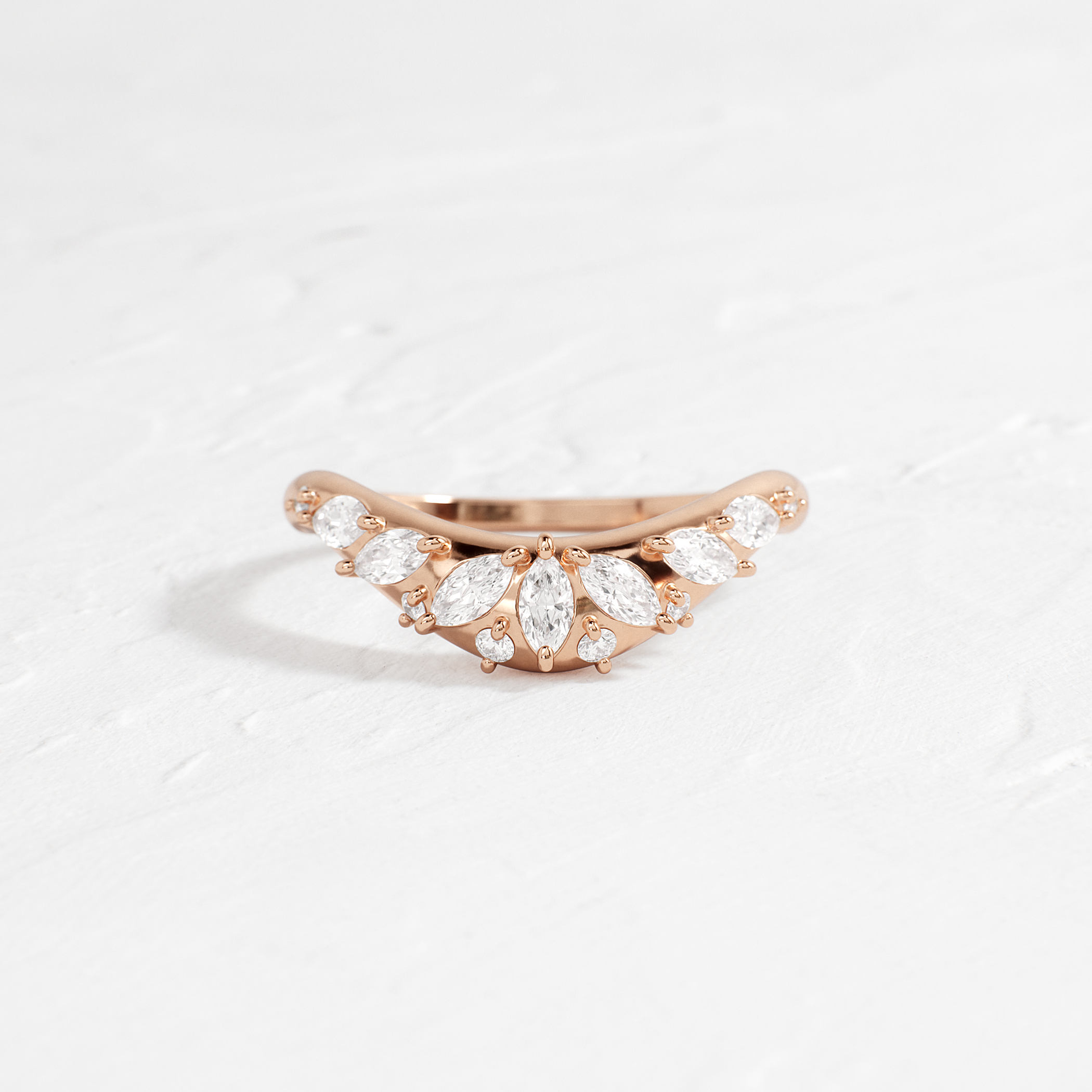 Amplify Band with Marquise Diamonds - Elegant Wedding Ring for Women | Perfect for Engagement, Anniversary & Special Occasions