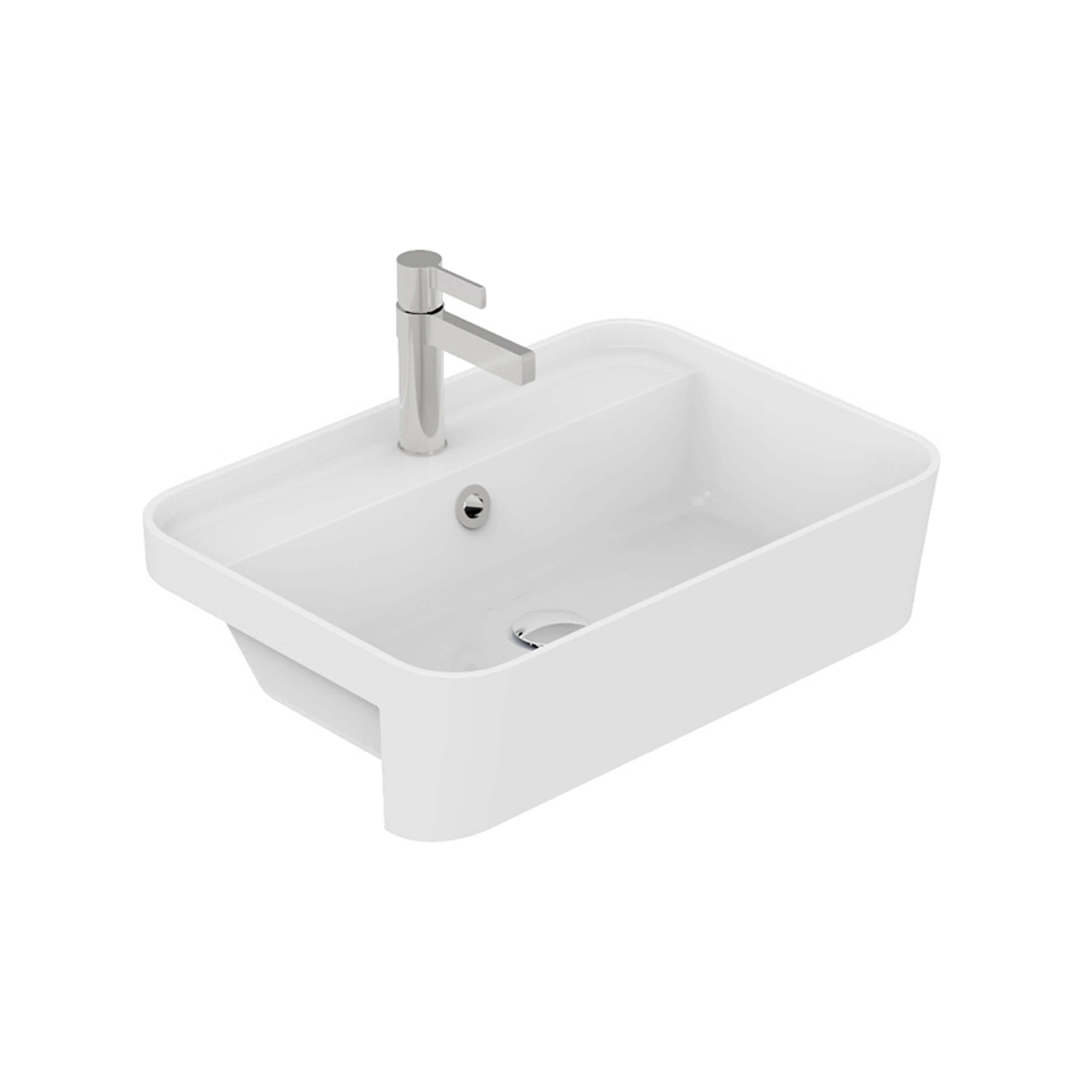 ADP Miya Semi-Recessed 550 Bathroom Basin in Gloss White - Perfect for Modern Vanities and Powder Rooms