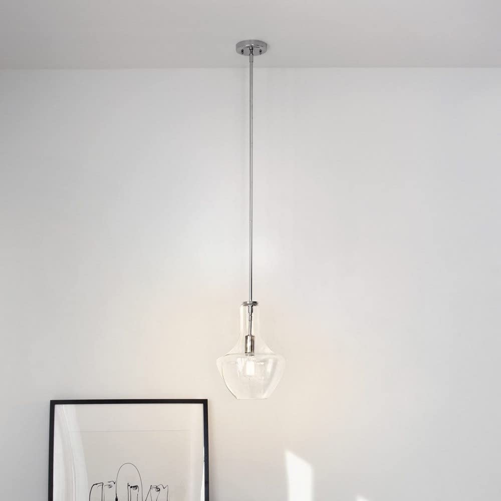 1 Light Contemporary Large Bell Shade Pendant Light Fixture with Clear Glass in Olde Bronze Finish - Perfect for Dining Room, Kitchen Island or Entryway Lighting