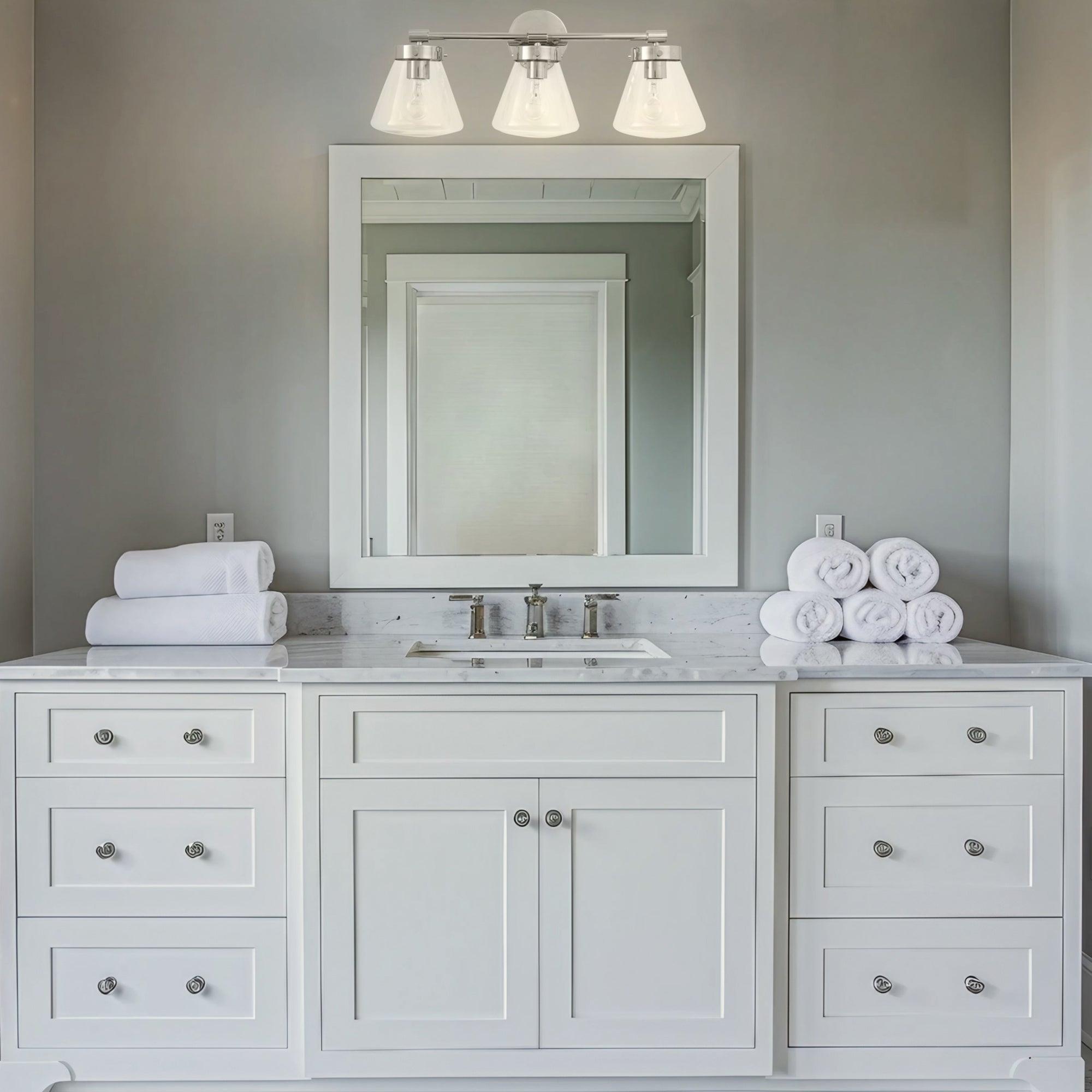 Gleam Modern 3-Light Dimmable Vanity Light - Bathroom Makeup Mirror Lighting Fixture for Bedroom, Dressing Room & Powder Room