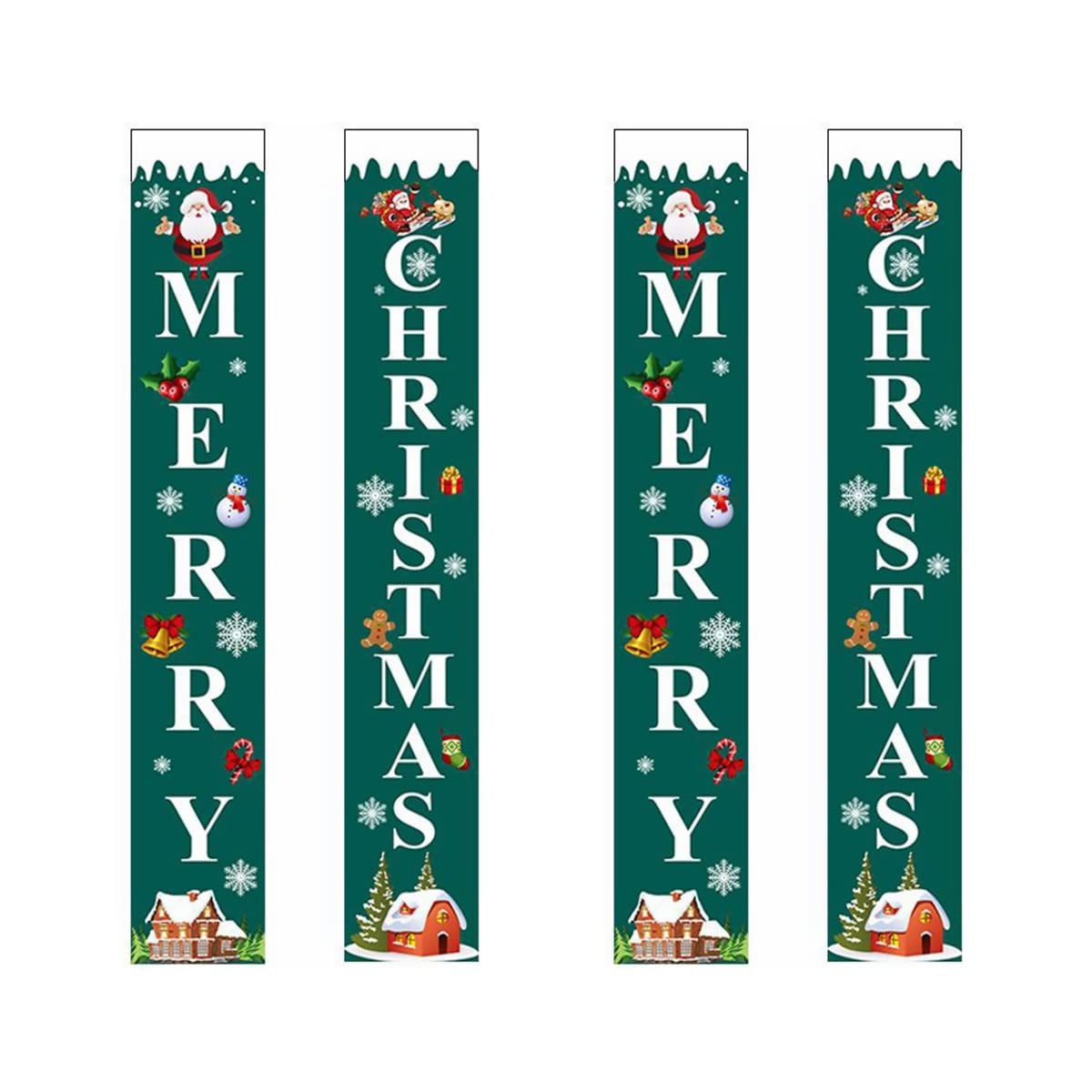 2 Pairs Christmas Couplet Door Banner - Festive Holiday Decor for Parties, Home & Office - Perfect for Christmas Tree, Fireplace & Front Door Decoration