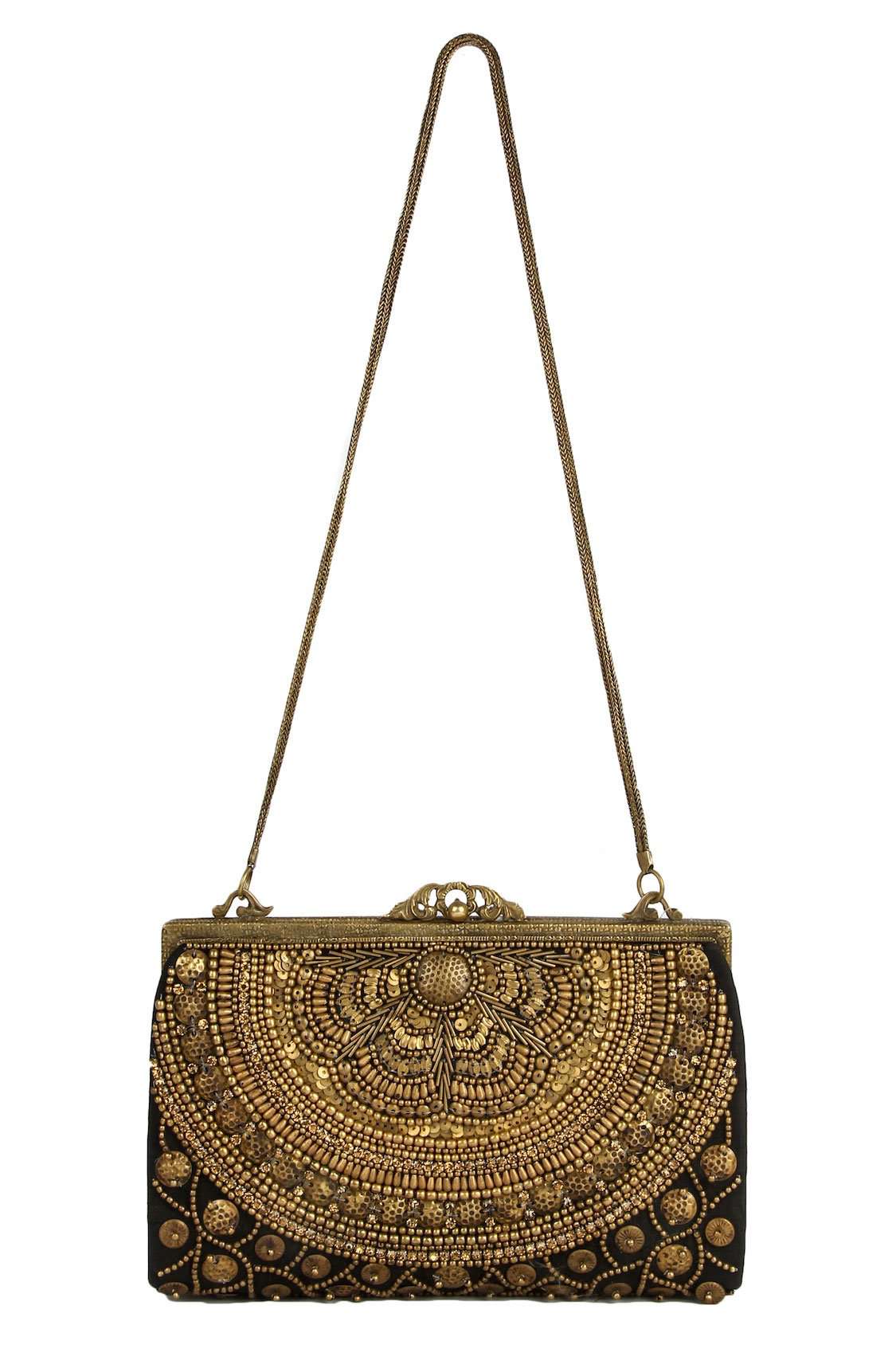 Stylish Ava Black & Gold Brass Frame Handbag for Women - Elegant Evening Clutch for Parties, Weddings & Special Occasions