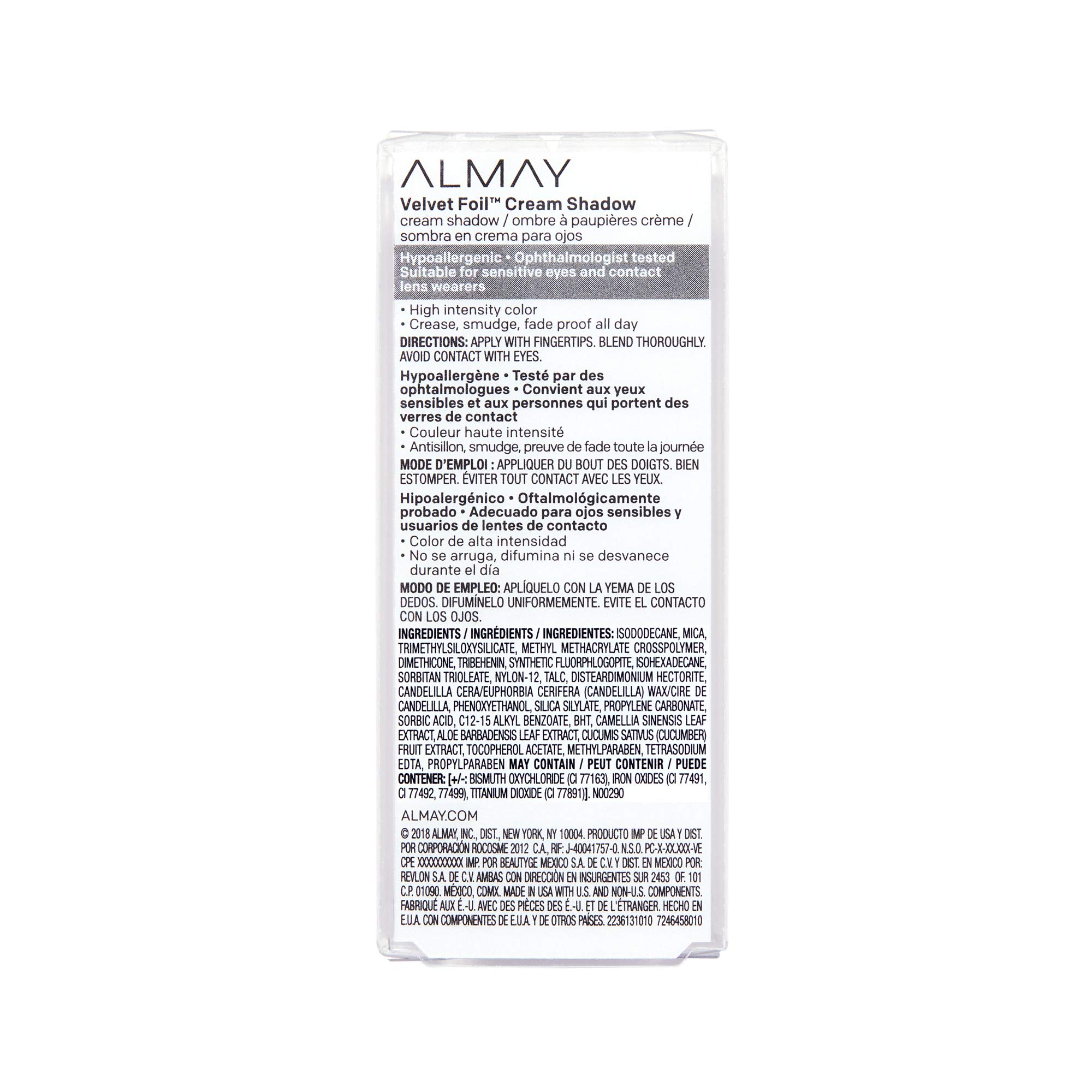 Almay Velvet Foil Cream Shadow - Golden Vibes Metallic Eyeshadow (0.36 fl oz) for Stunning Eye Makeup Looks - Perfect for Daytime Glam & Night Out Parties