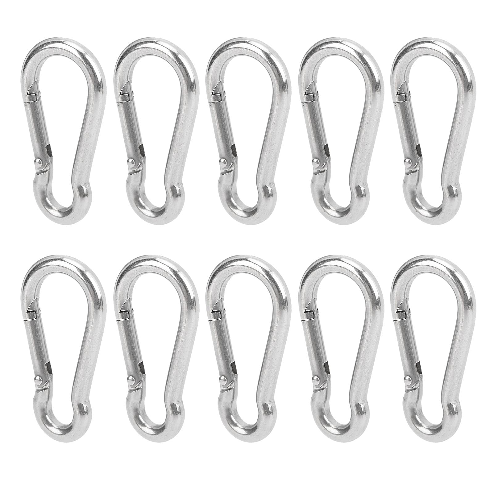 Stainless Steel Snap Hooks 10Pcs - Durable Spring Carabiner for Rope & Safety Gear