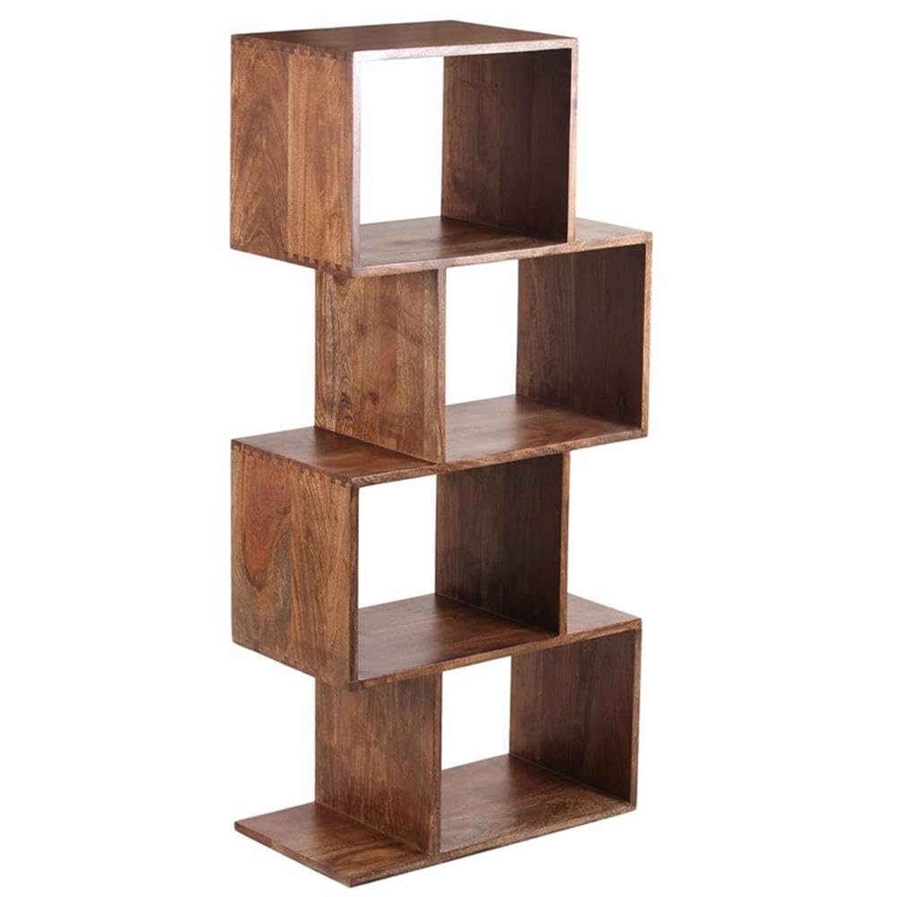 Hawthorne Collections Portola Solid Acacia Wood Bookcase - Brown Wooden Bookshelf for Home Office, Living Room & Bedroom Storage